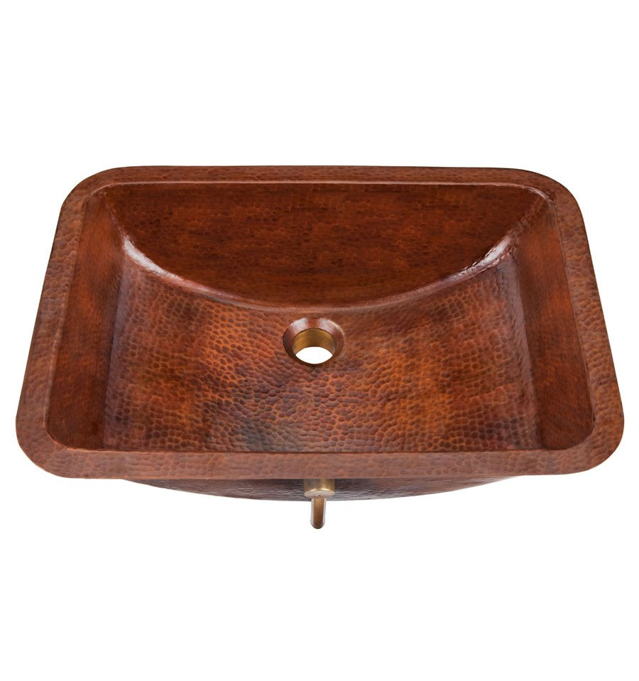 aged copper hammered sink