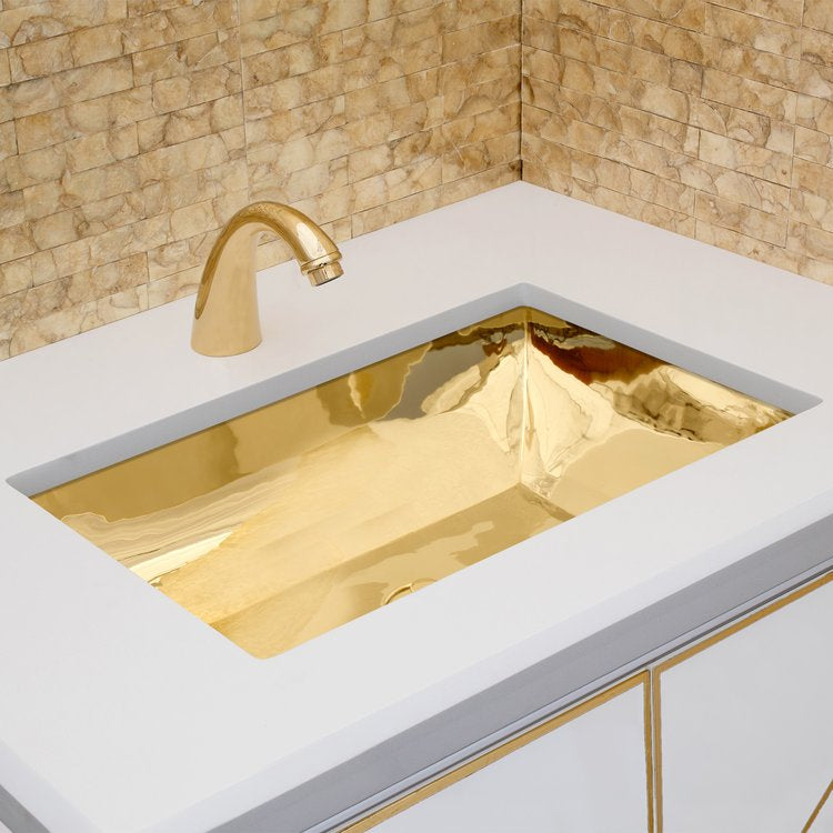 polished unlacquered brass sink
