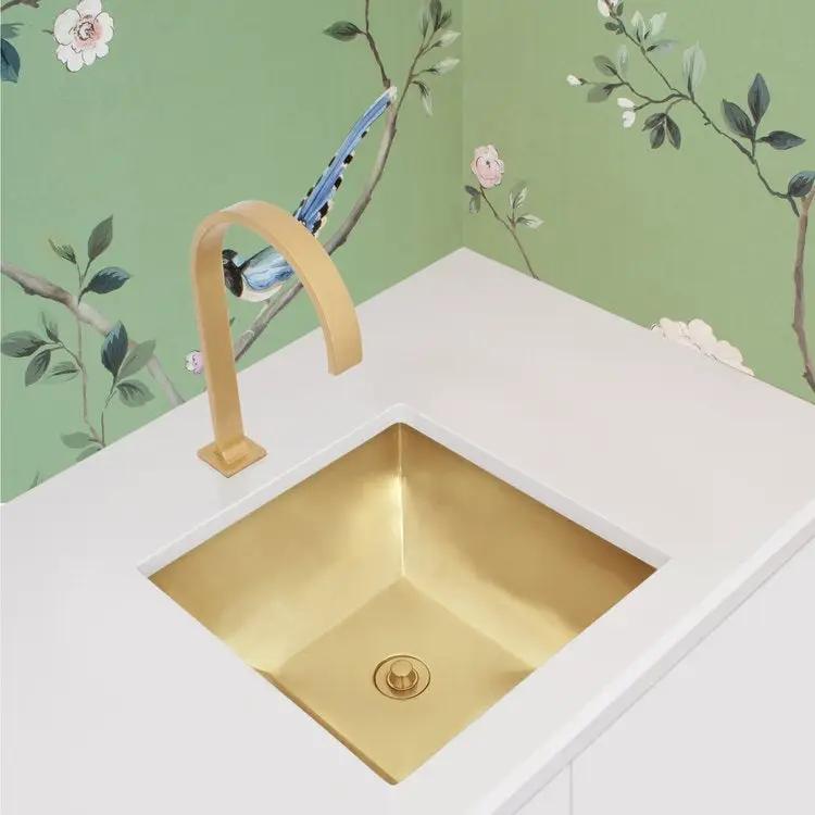 satin unlacquered brass sink