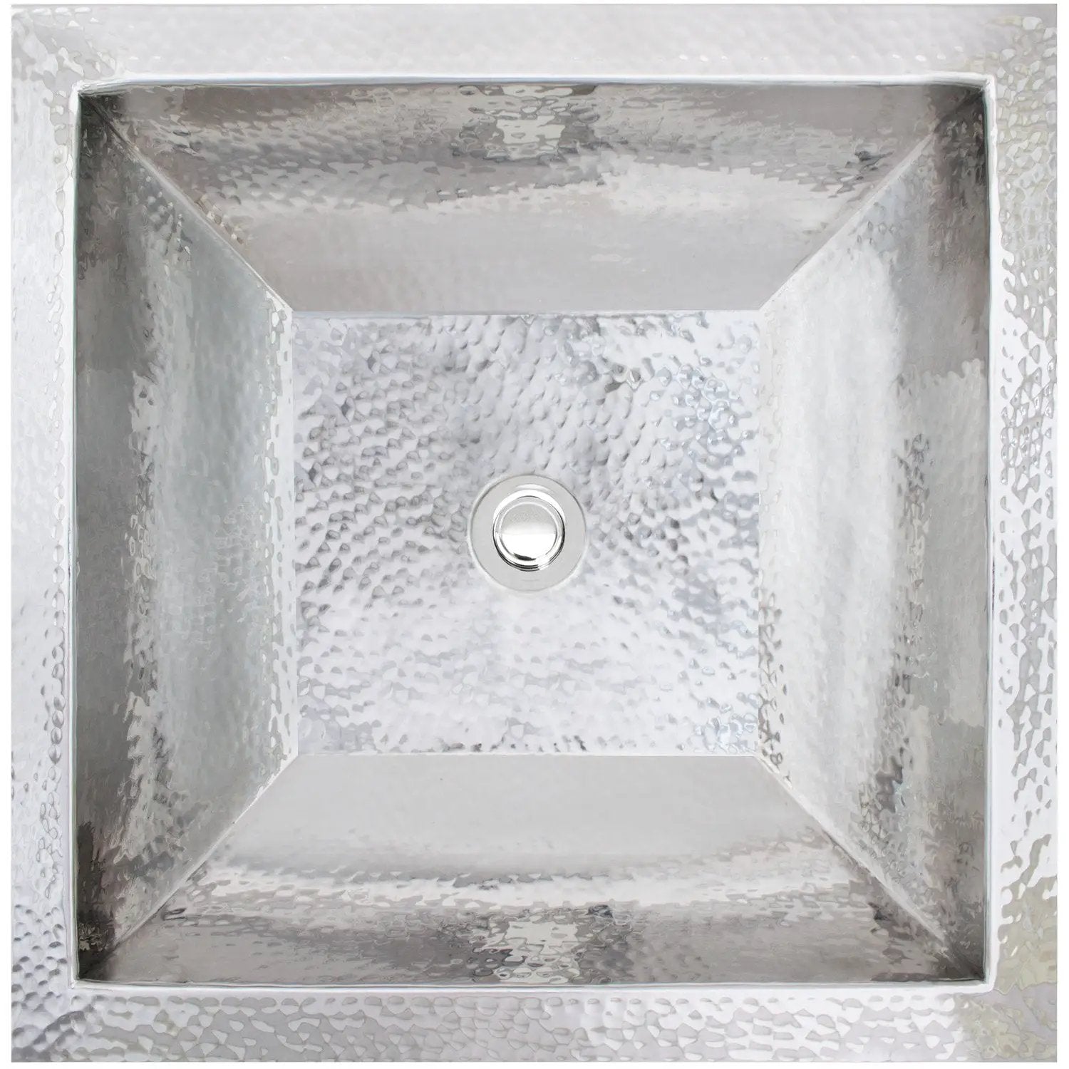 Linkasink Coco Square Hammered Builder's Series Drop-In or Undermount Sink 16" by Linkasink