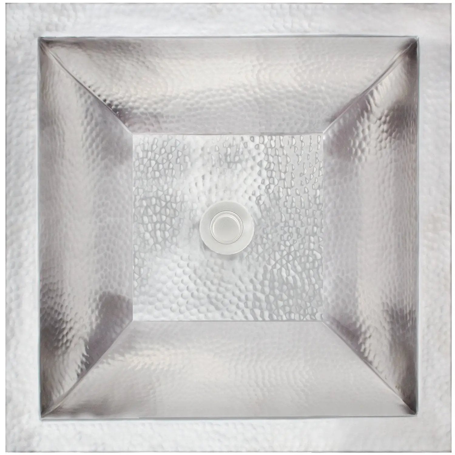 Linkasink Coco Square Hammered Builder's Series Drop-In or Undermount Sink 16" by Linkasink
