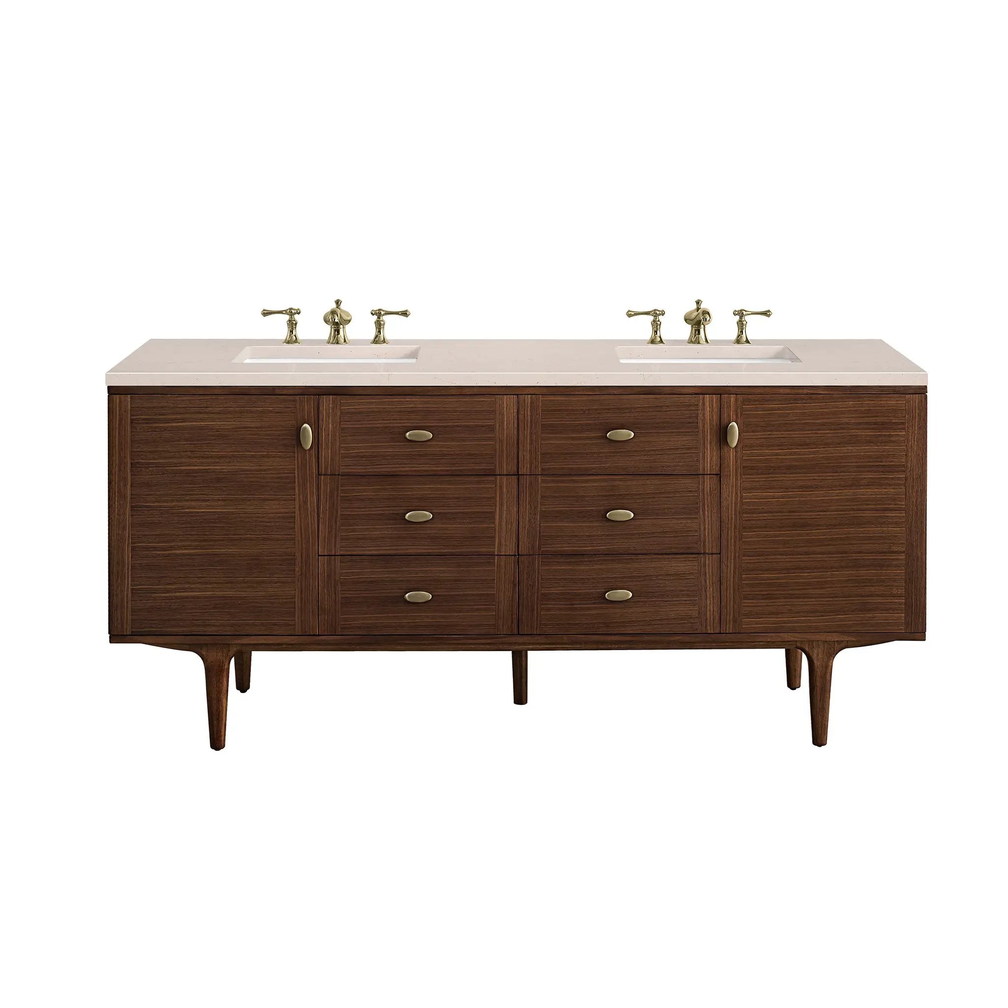 James Martin Amberly 72" Double Vanity Set - Mid-Century Walnut by James Martin Vanities