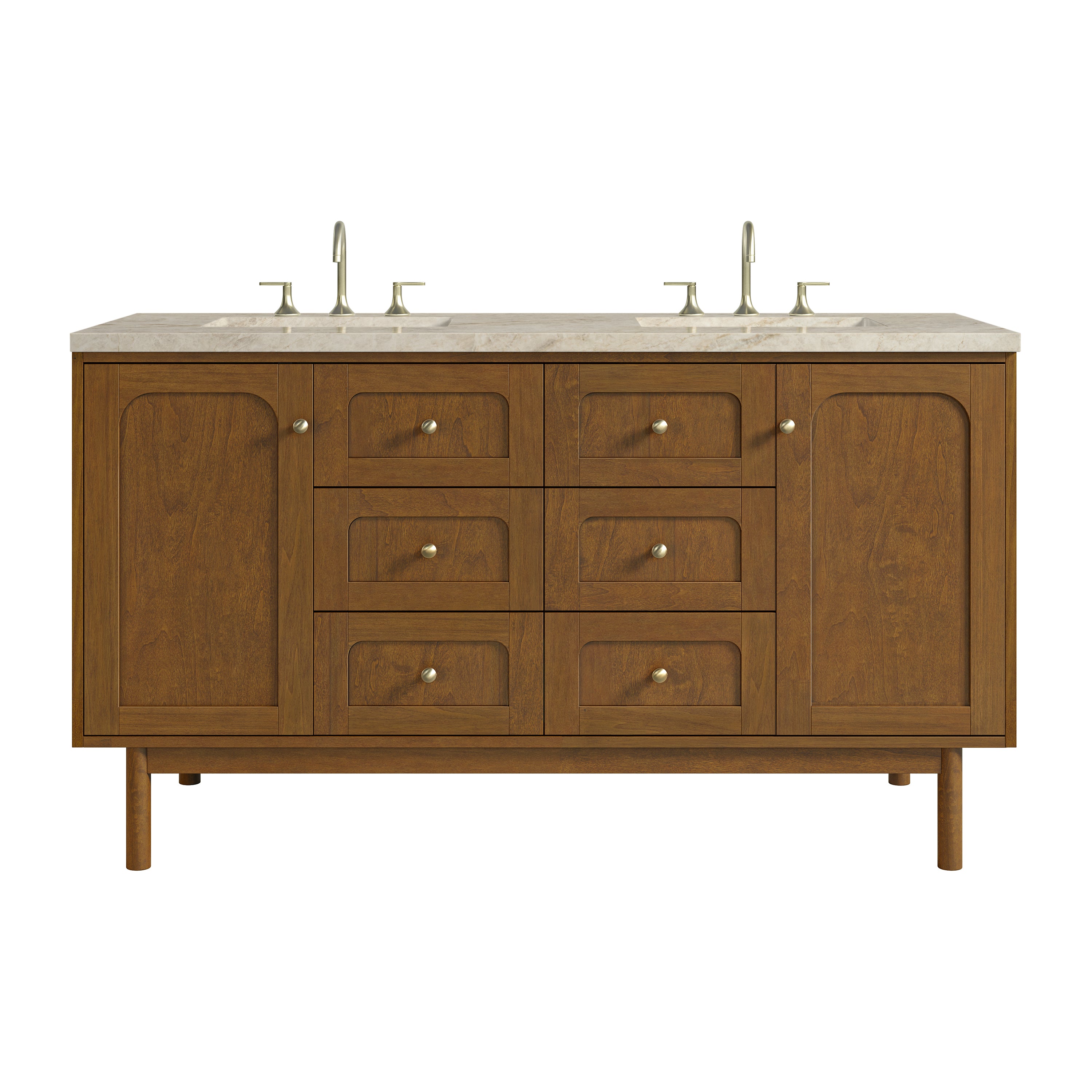 James Martin Laurent 60" Double Vanity Set - Honey Oak