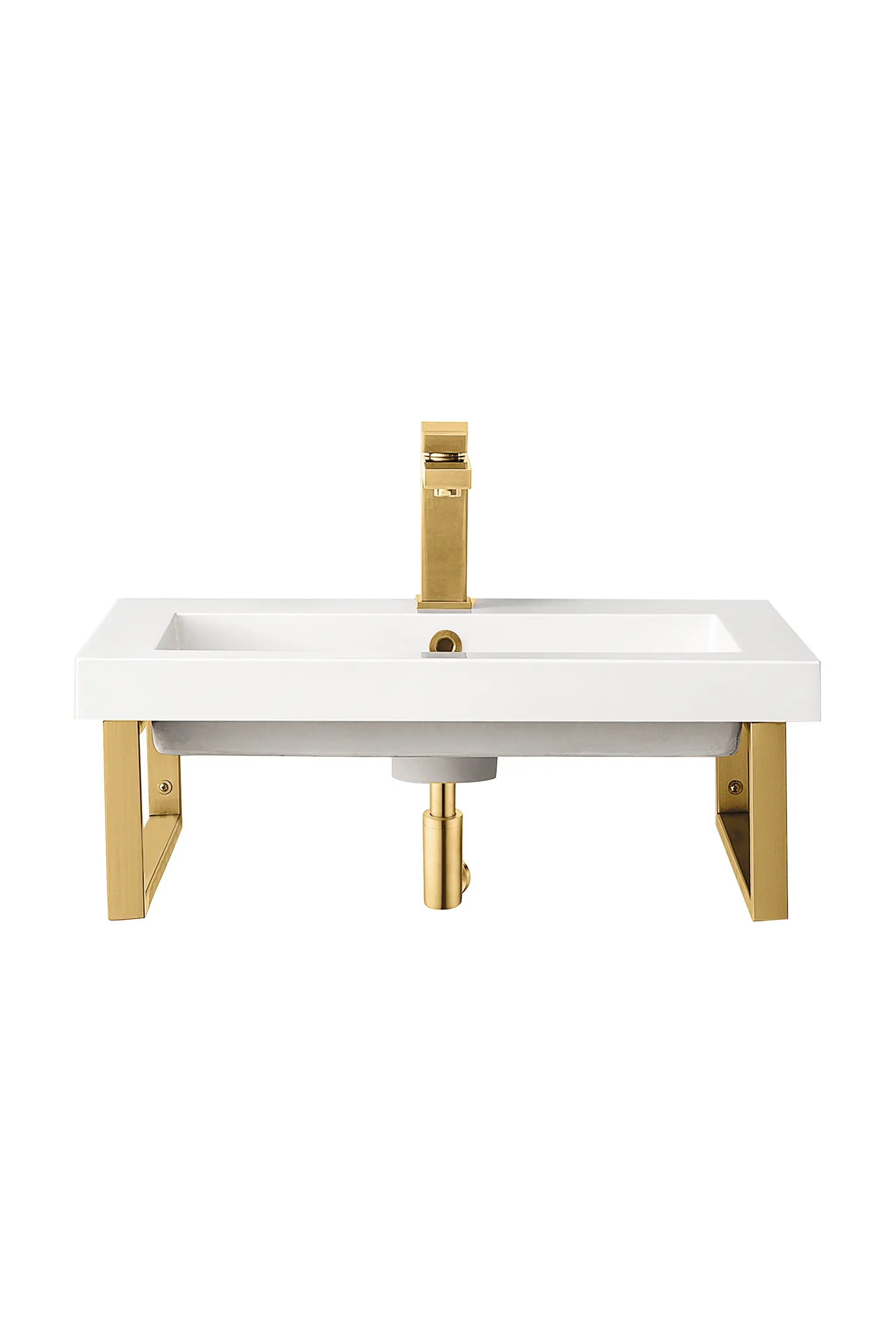 James Martin Two Boston 18" Wall Brackets with 23.6" White Glossy Composite Stone Top by James Martin Vanities