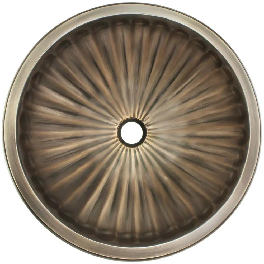 Linkasink Bronze Small Round Fluted Drop-In or Undermount Sink 13.75" by Linkasink