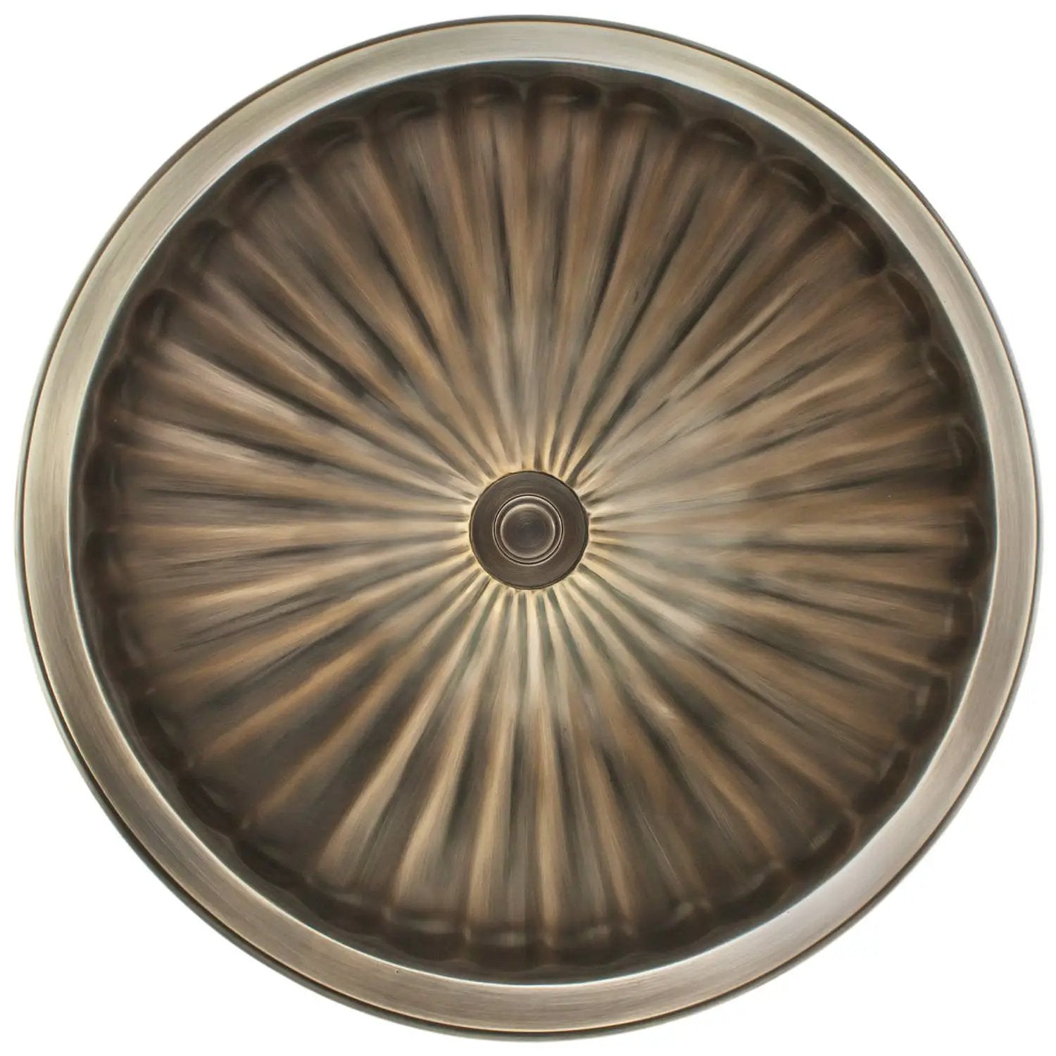 Linkasink Bronze Large Round Fluted Drop-In or Undermount Sink 17" by Linkasink