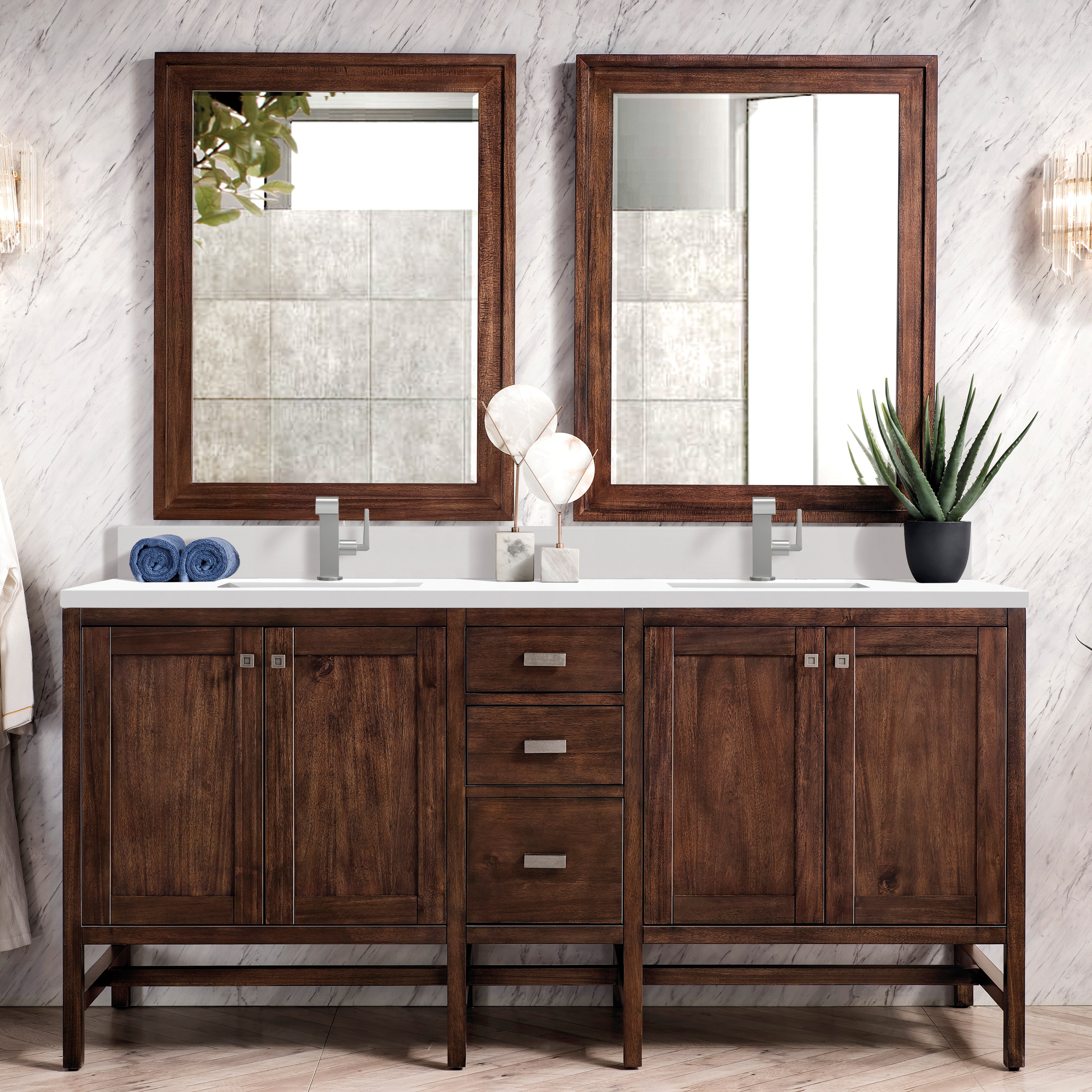 mid-century acacia vanity