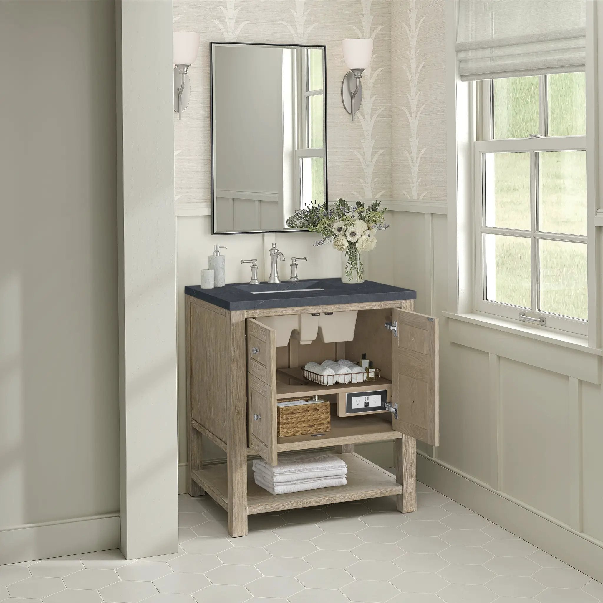 whitewashed oak vanity