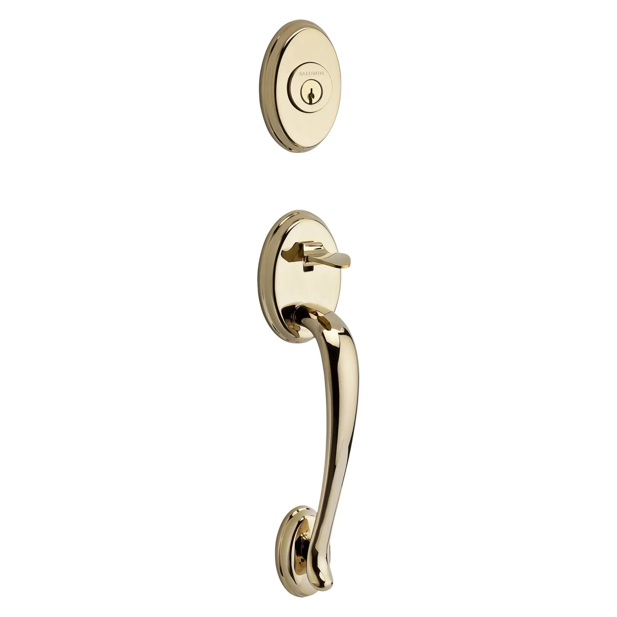 polished brass door handle and knob