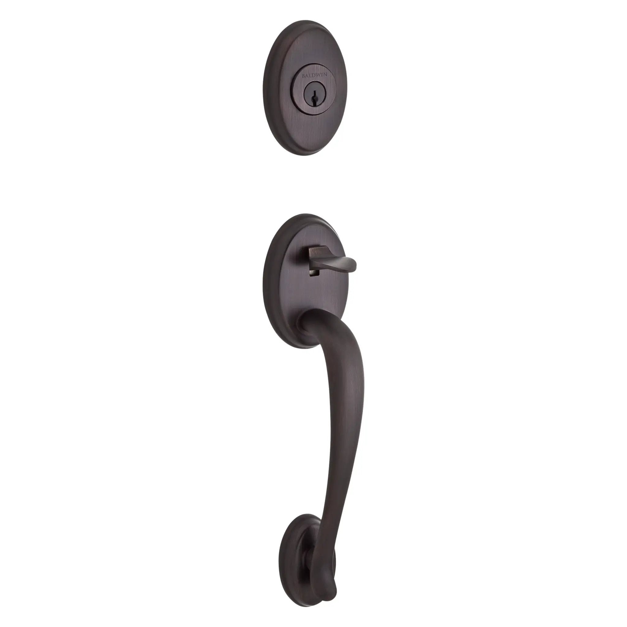 Baldwin Reserve Columbus Handleset x Round Knob with Arch Interior by Baldwin