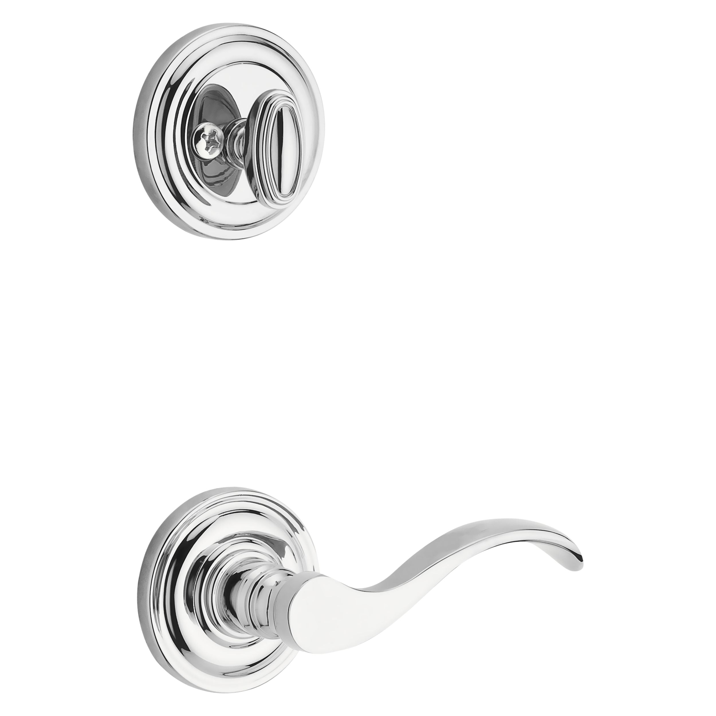 polished chrome door handle and lever