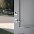 satin nickel door handle and lever