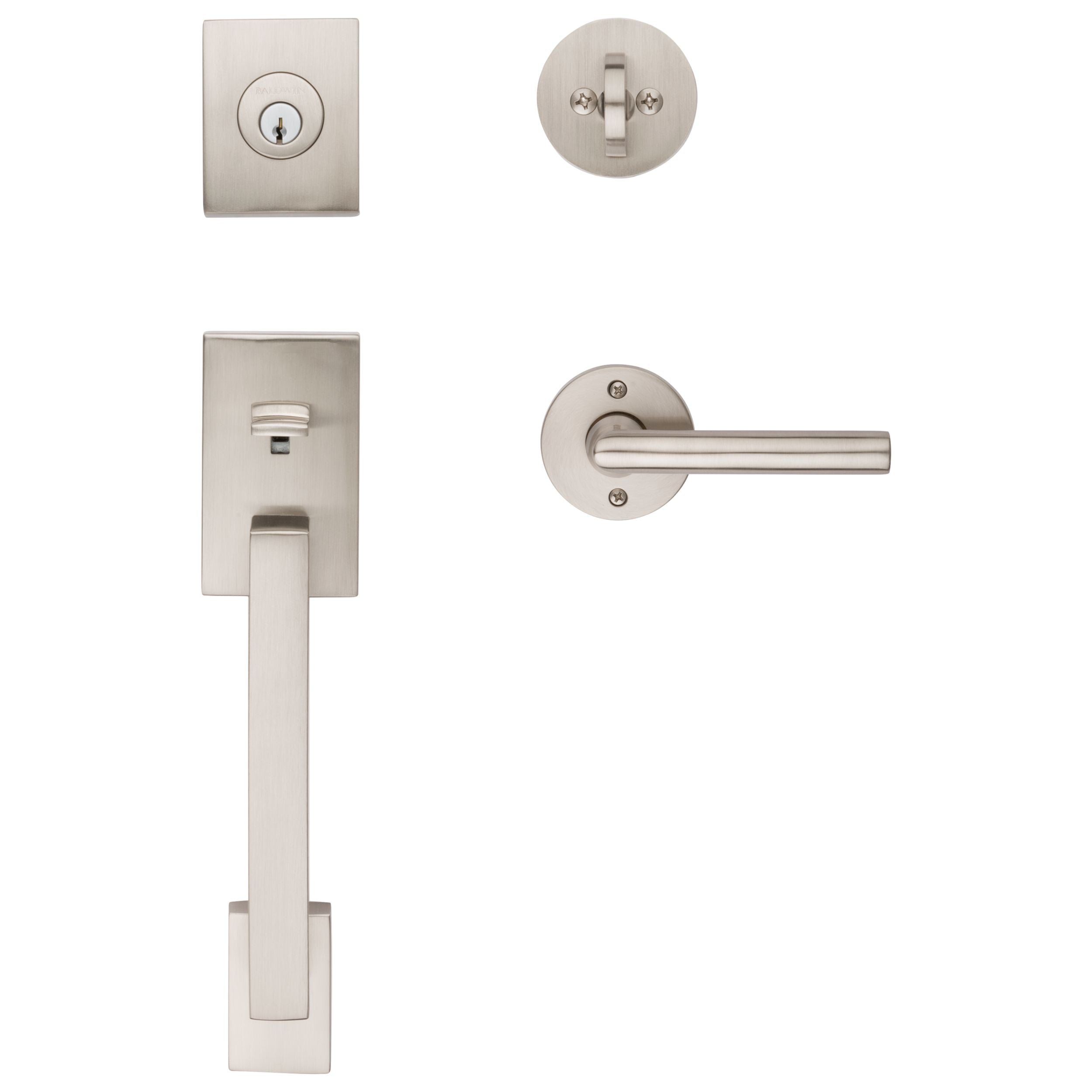 satin nickel door handle and lever