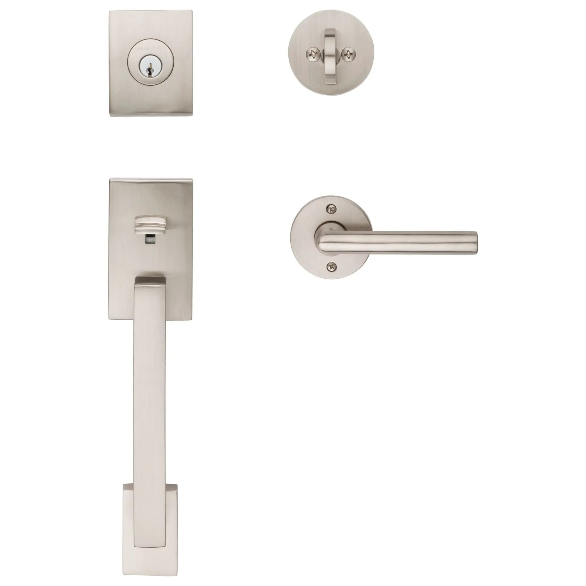 satin nickel door handle and lever