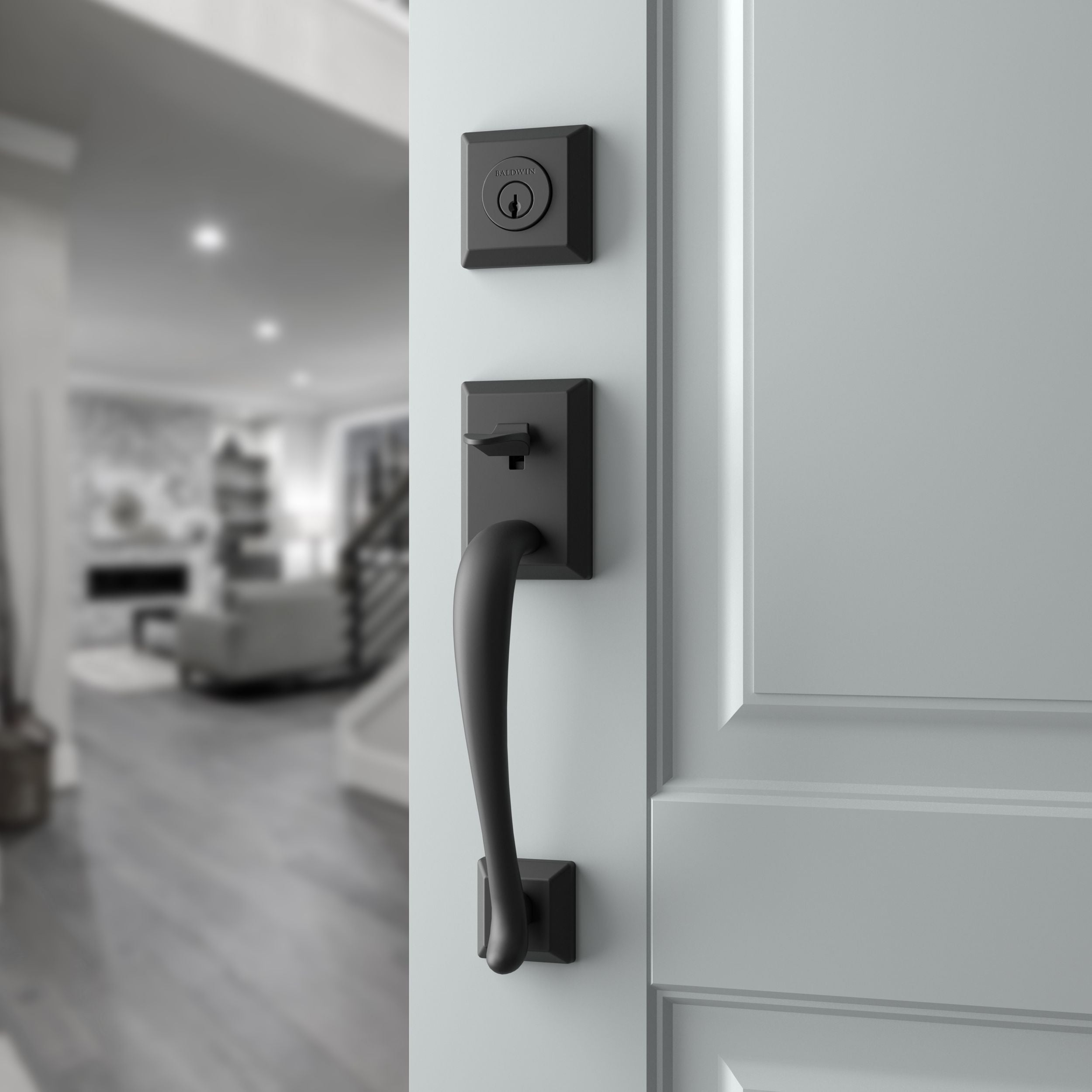 satin black door handle and lever