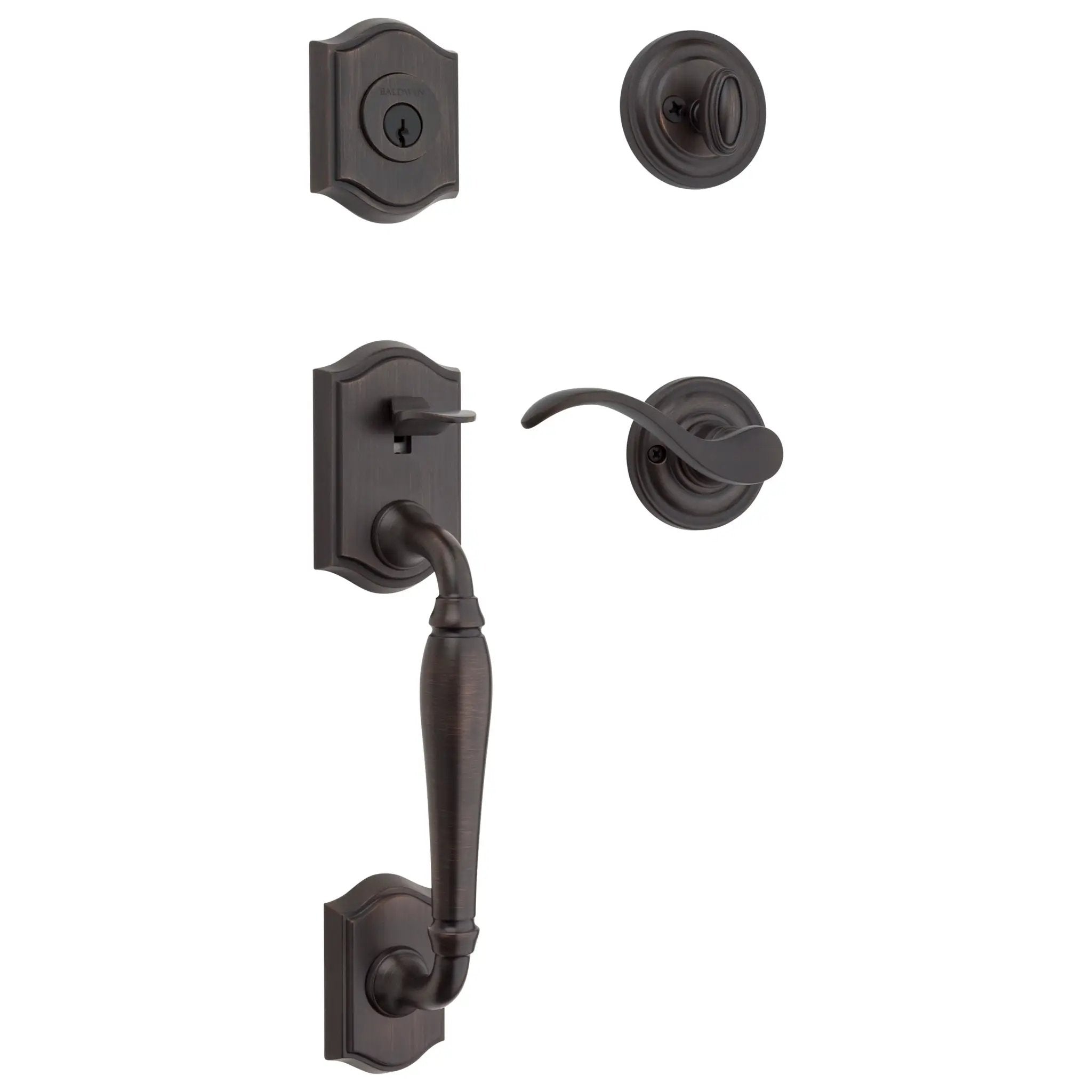 Baldwin Reserve Westcliff Handleset x Curve Lever with Round Interior by Baldwin