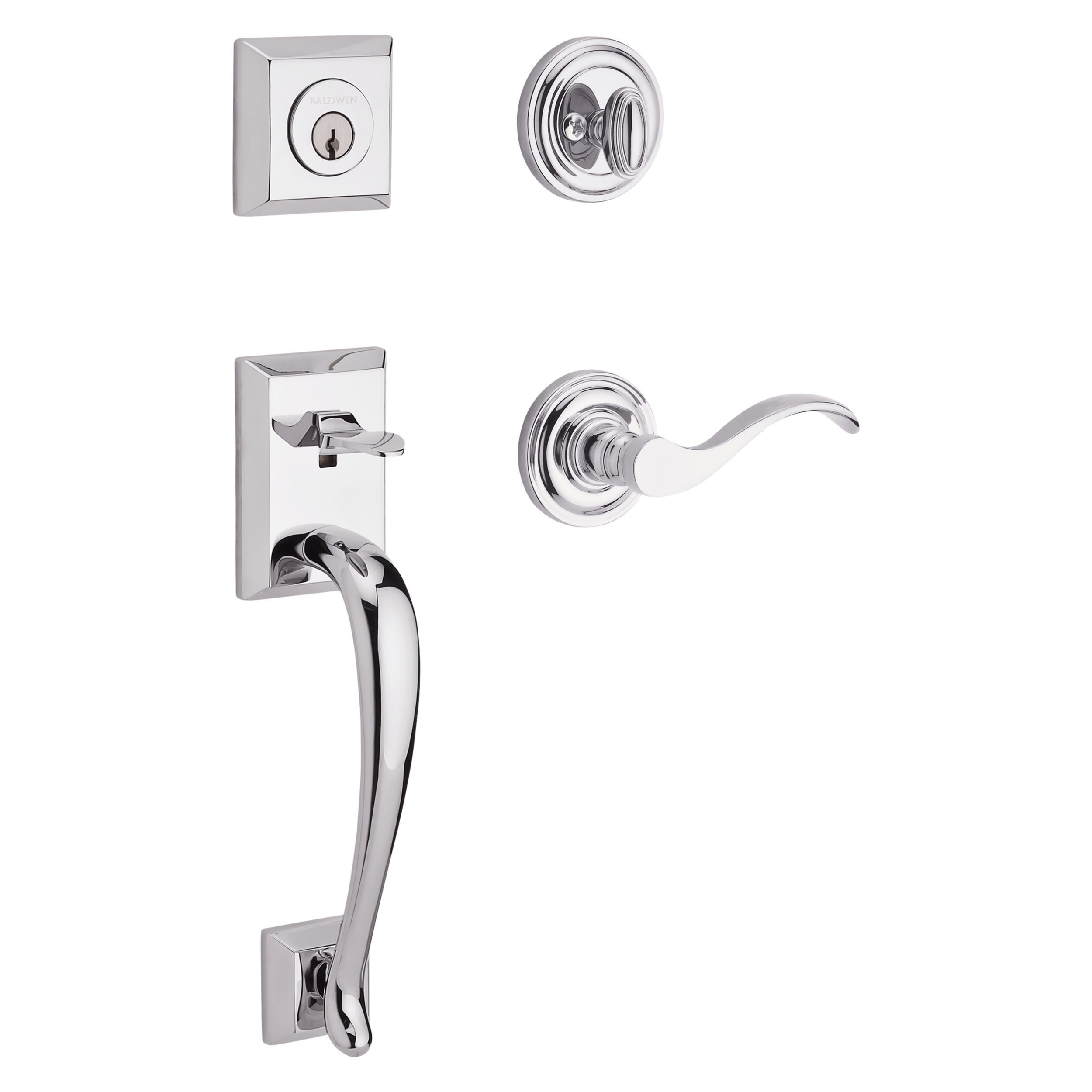 polished chrome door handle and lever