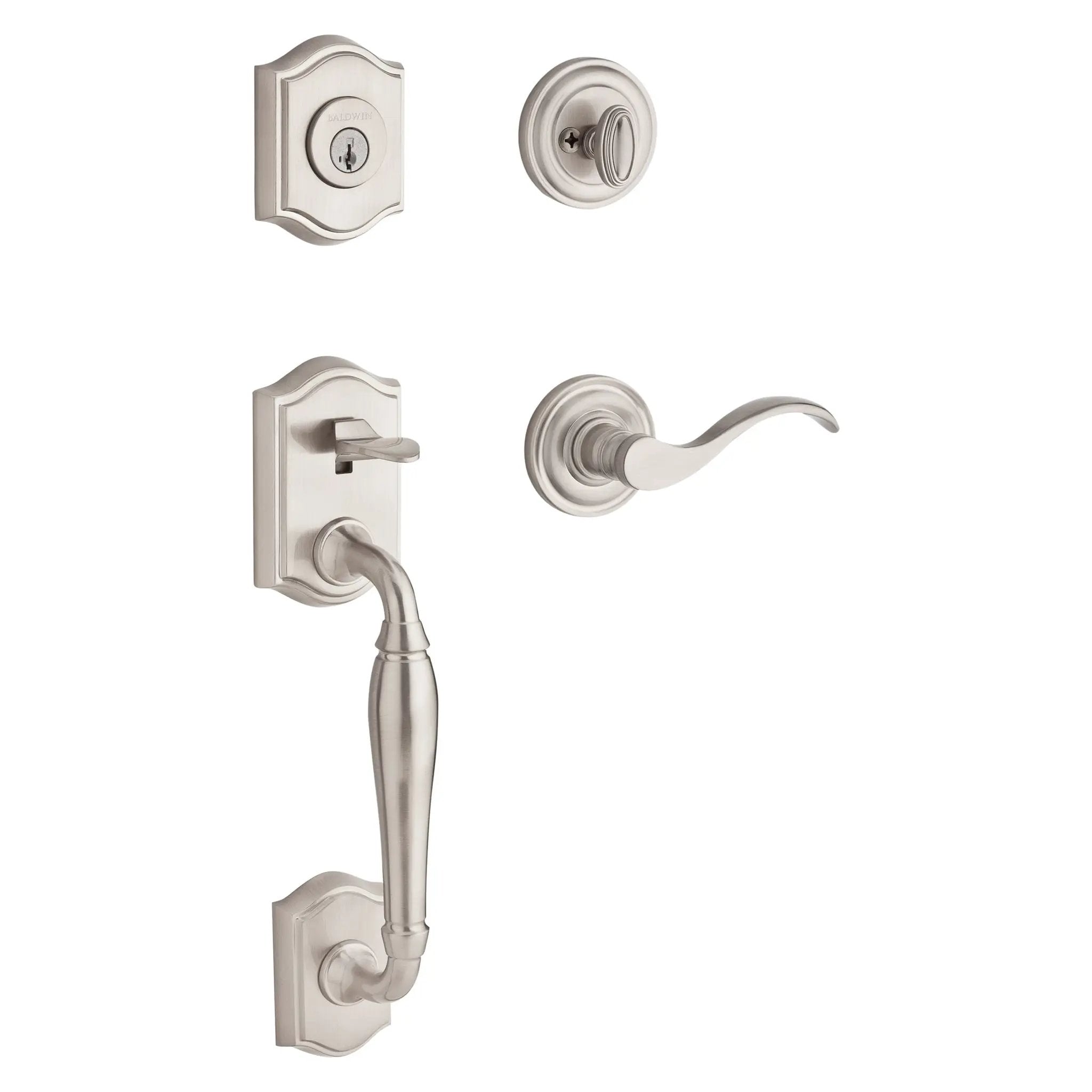 Baldwin Reserve Westcliff Handleset x Curve Lever with Round Interior by Baldwin