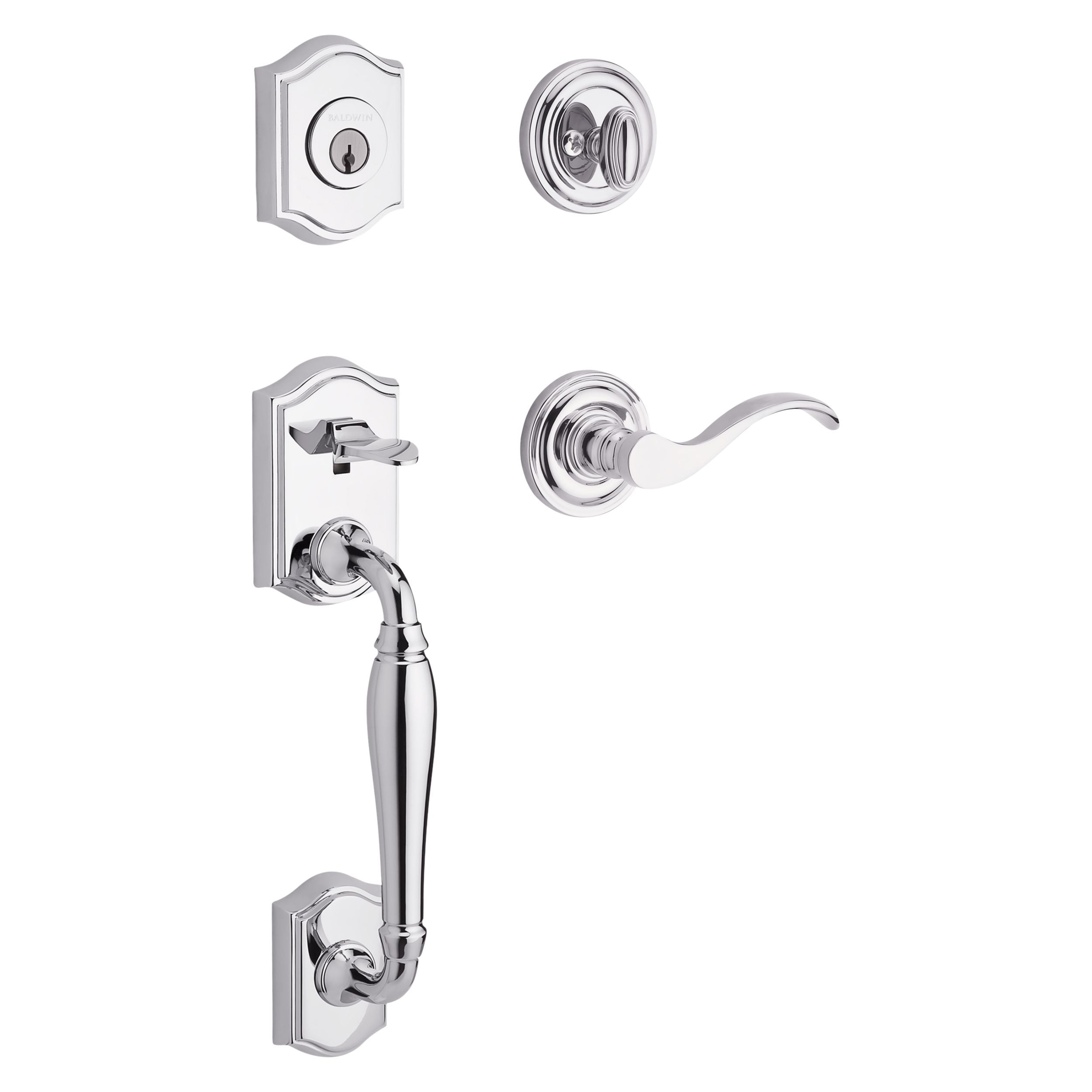 polished chrome door handle and lever