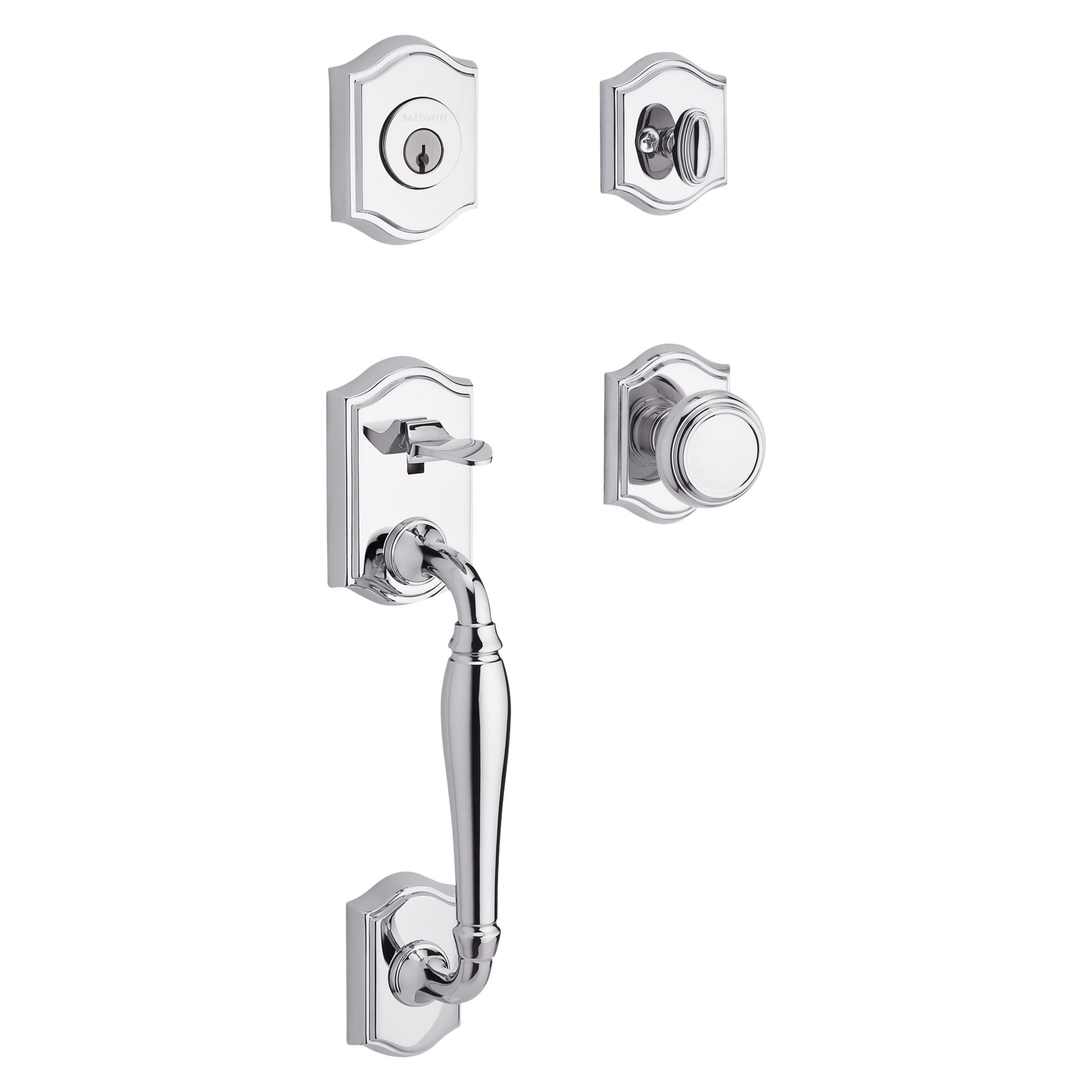 polished chrome door handle and knob