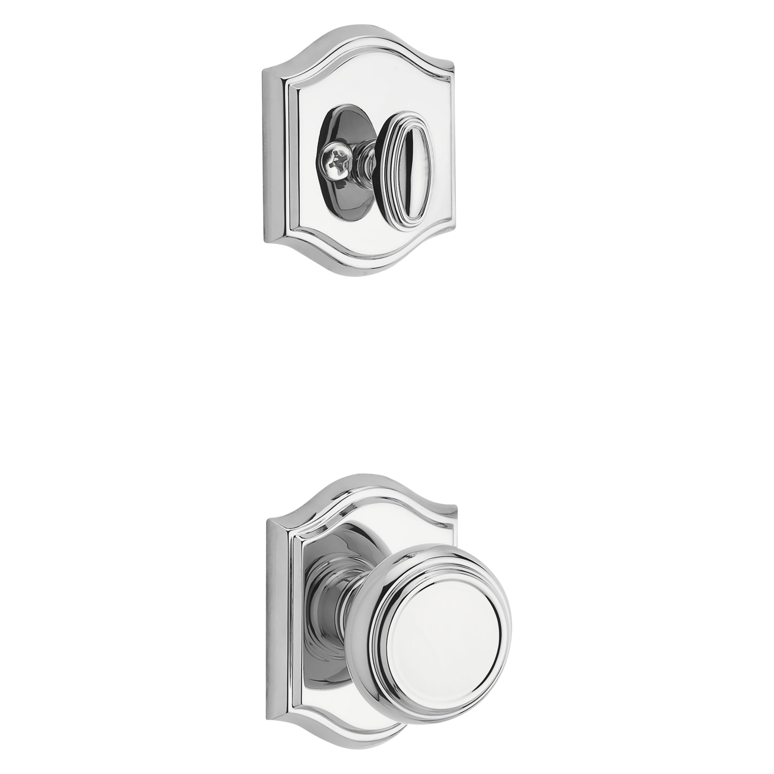 polished chrome door handle and knob
