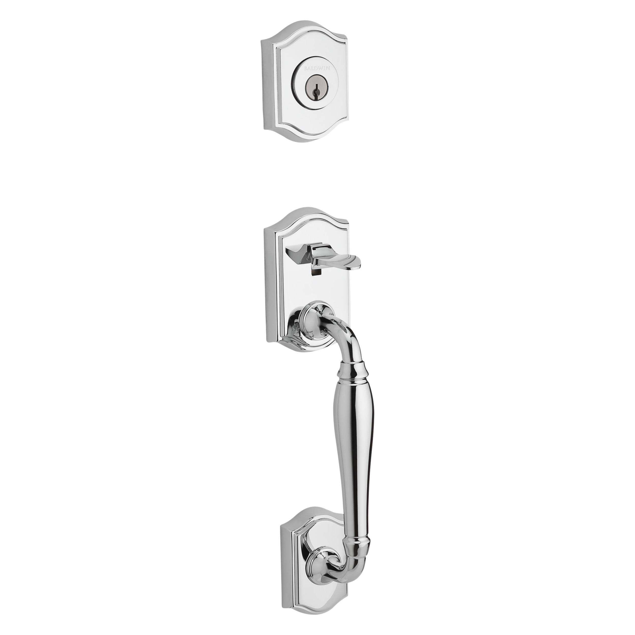 polished chrome door handle and knob