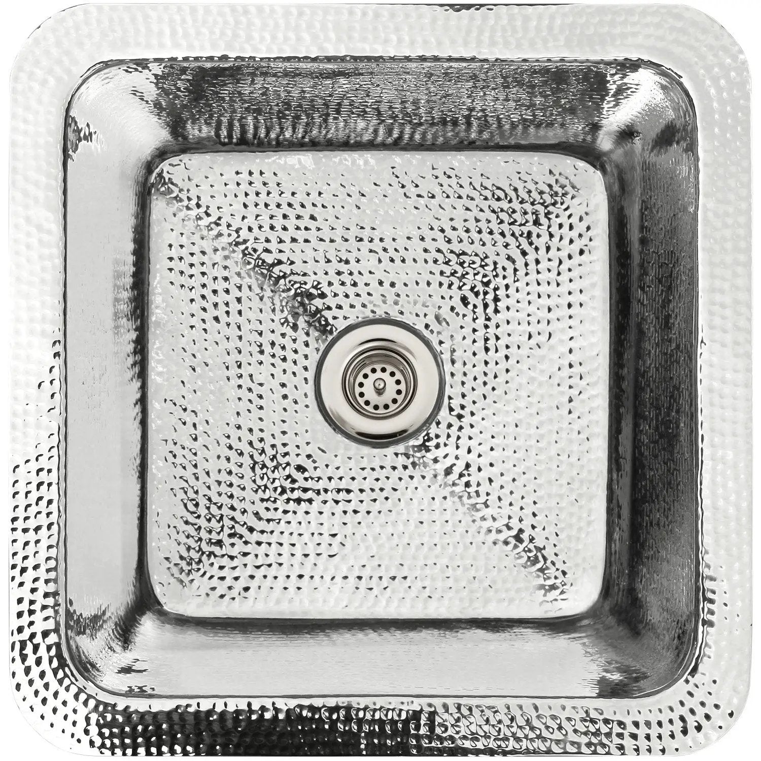 Linkasink Hammered Small Square Drop-In or Undermount Sink 16.25" by Linkasink