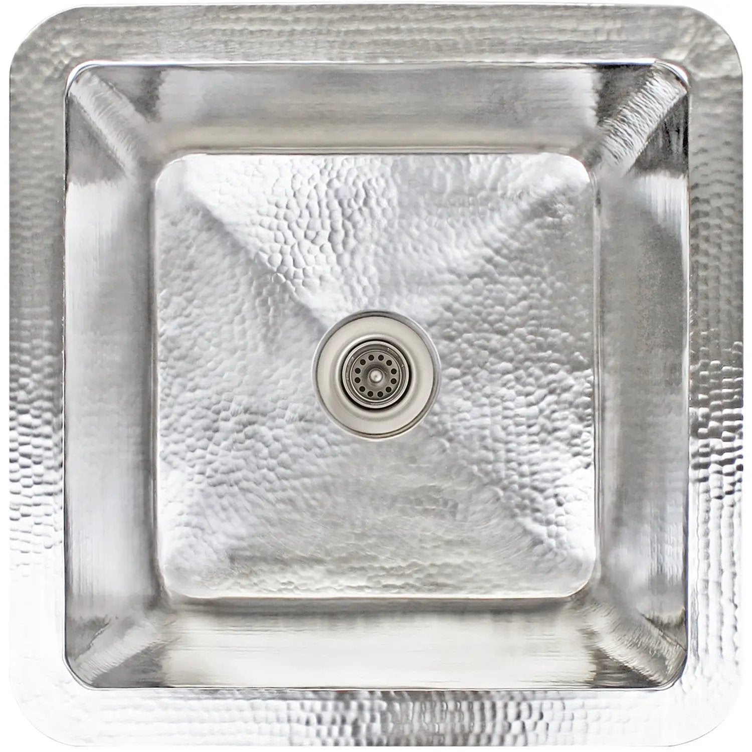 Linkasink Hammered Small Square Drop-In or Undermount Sink 16.25" by Linkasink