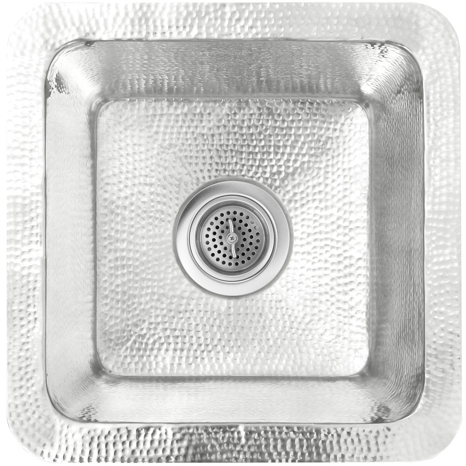 Linkasink Hammered Small Square Drop-In or Undermount Bar Sink 16.25"