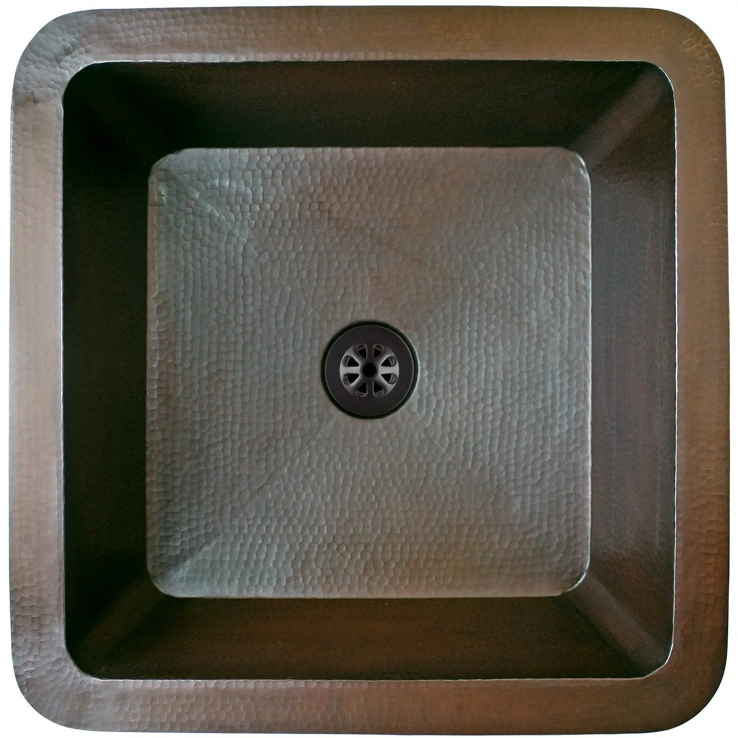 Linkasink Hammered Small Square Drop-In or Undermount Sink 16.25" by Linkasink