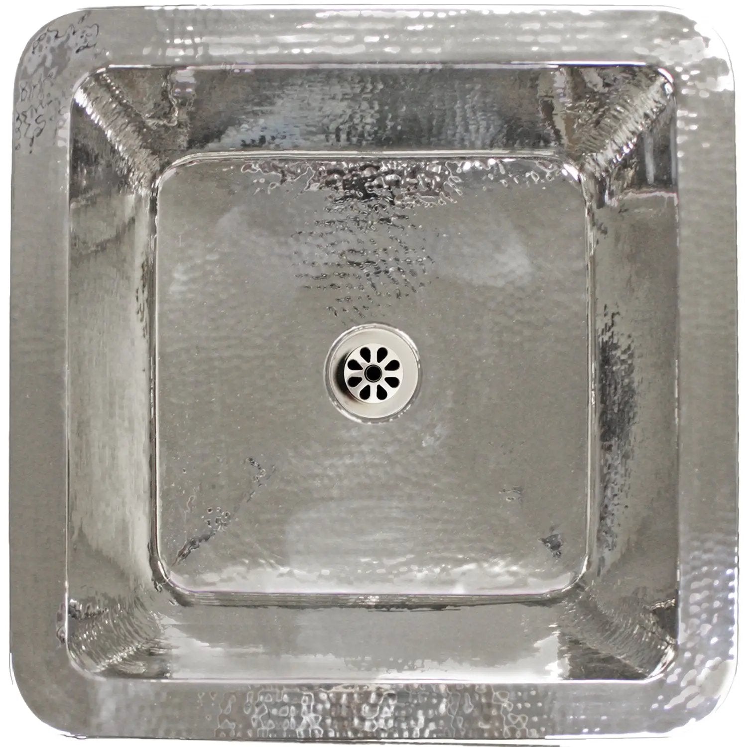 Linkasink Hammered Small Square Drop-In or Undermount Sink 16.25" by Linkasink