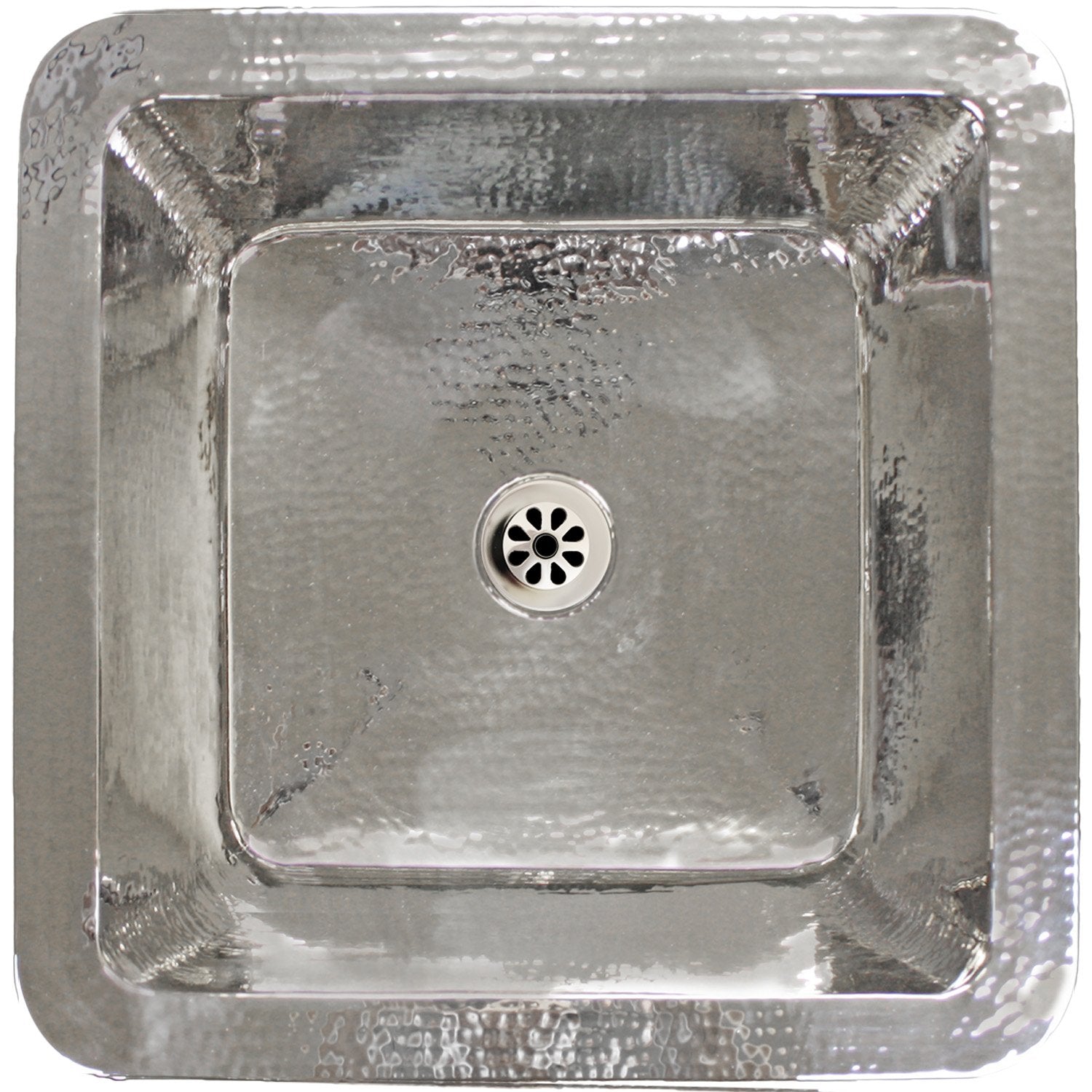 Linkasink Hammered Small Square Drop-In or Undermount Sink 16.25"