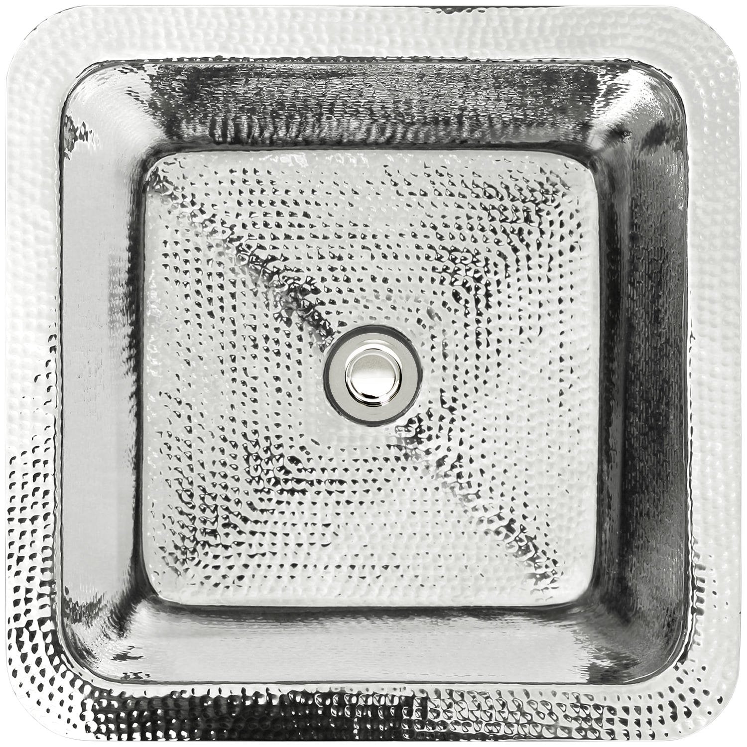 Linkasink Hammered Small Square Drop-In or Undermount Sink 16.25"