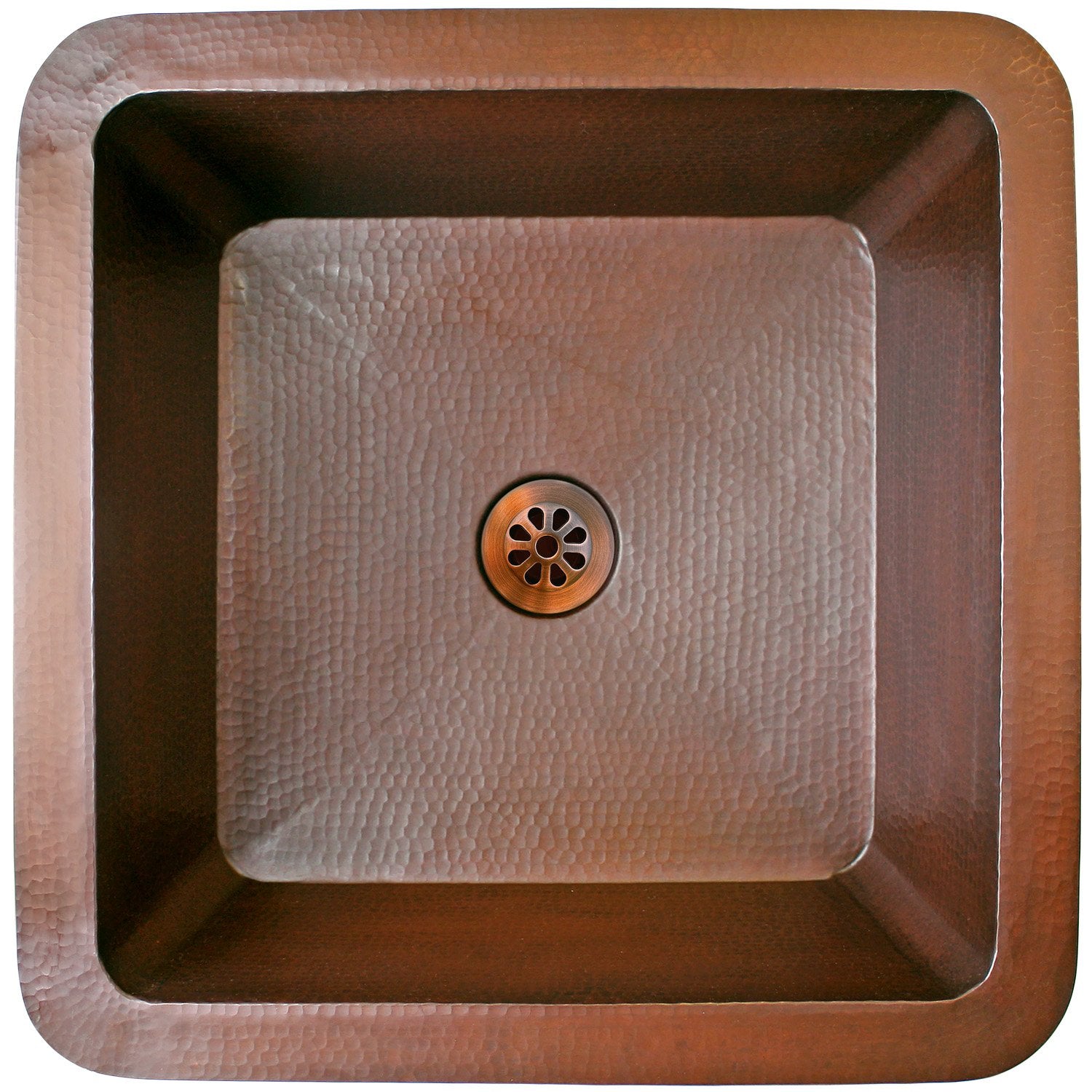 Linkasink Hammered Small Square Drop-In or Undermount Sink 16.25"
