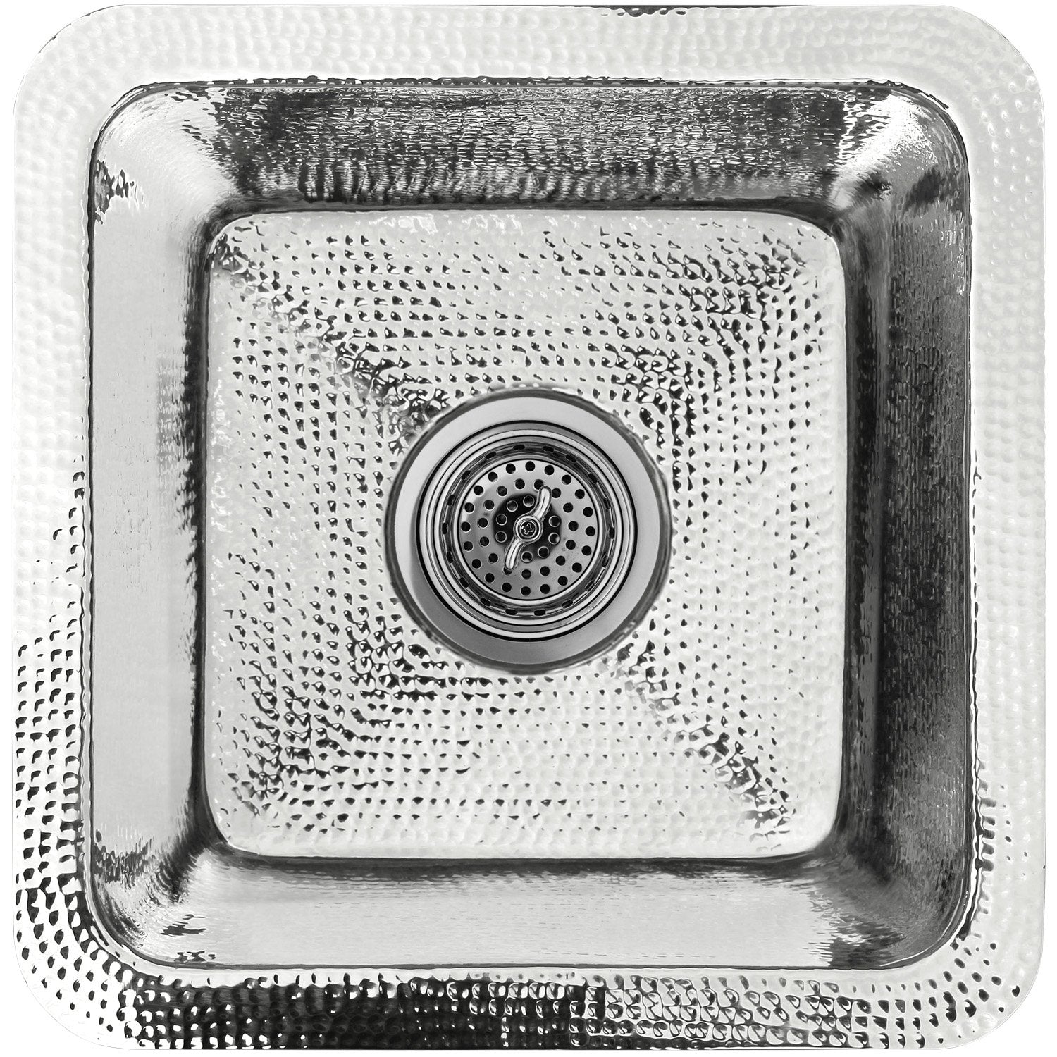 Linkasink Hammered Small Square Drop-In or Undermount Bar Sink 16.25"
