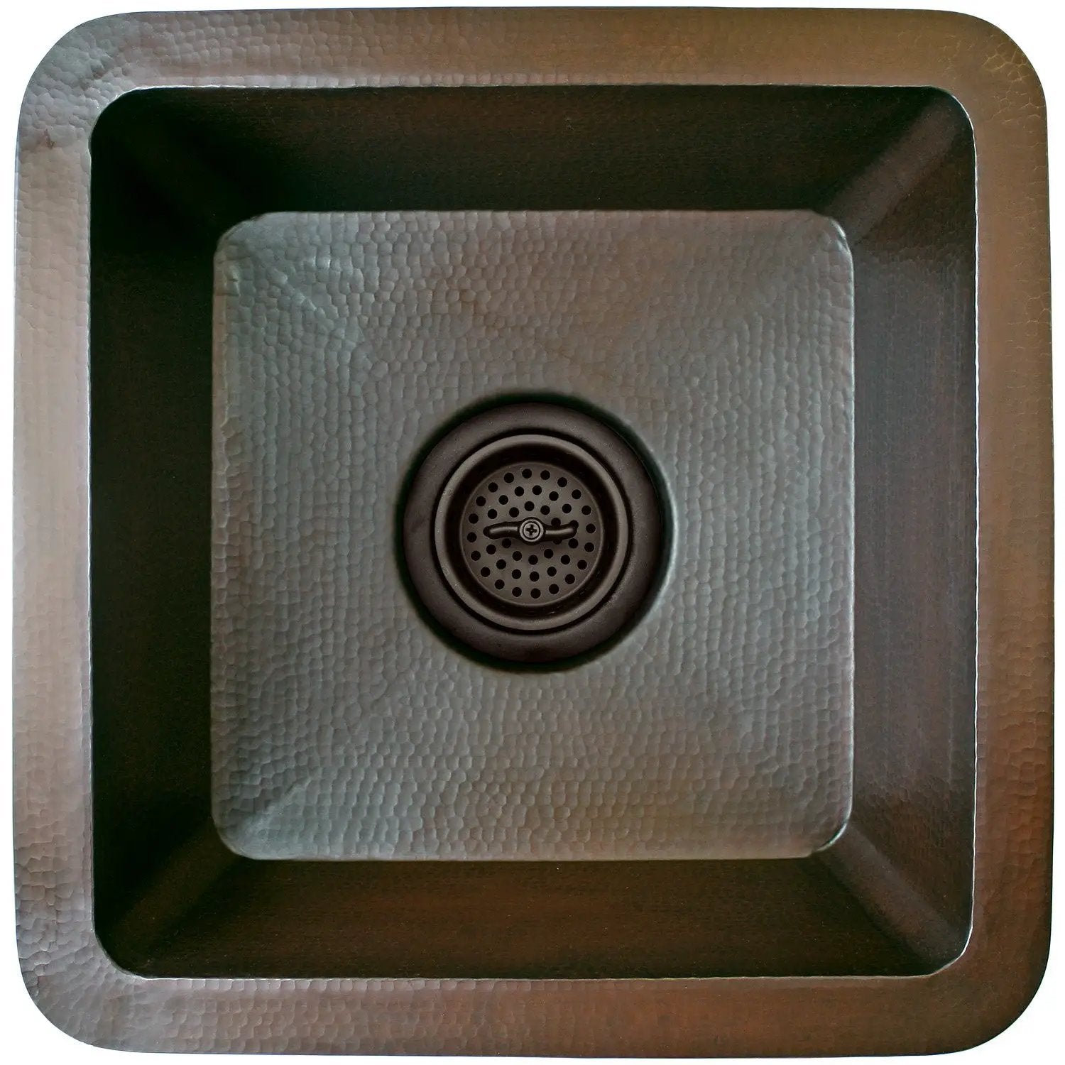 Linkasink Hammered Small Square Drop-In or Undermount Bar Sink 16.25" by Linkasink