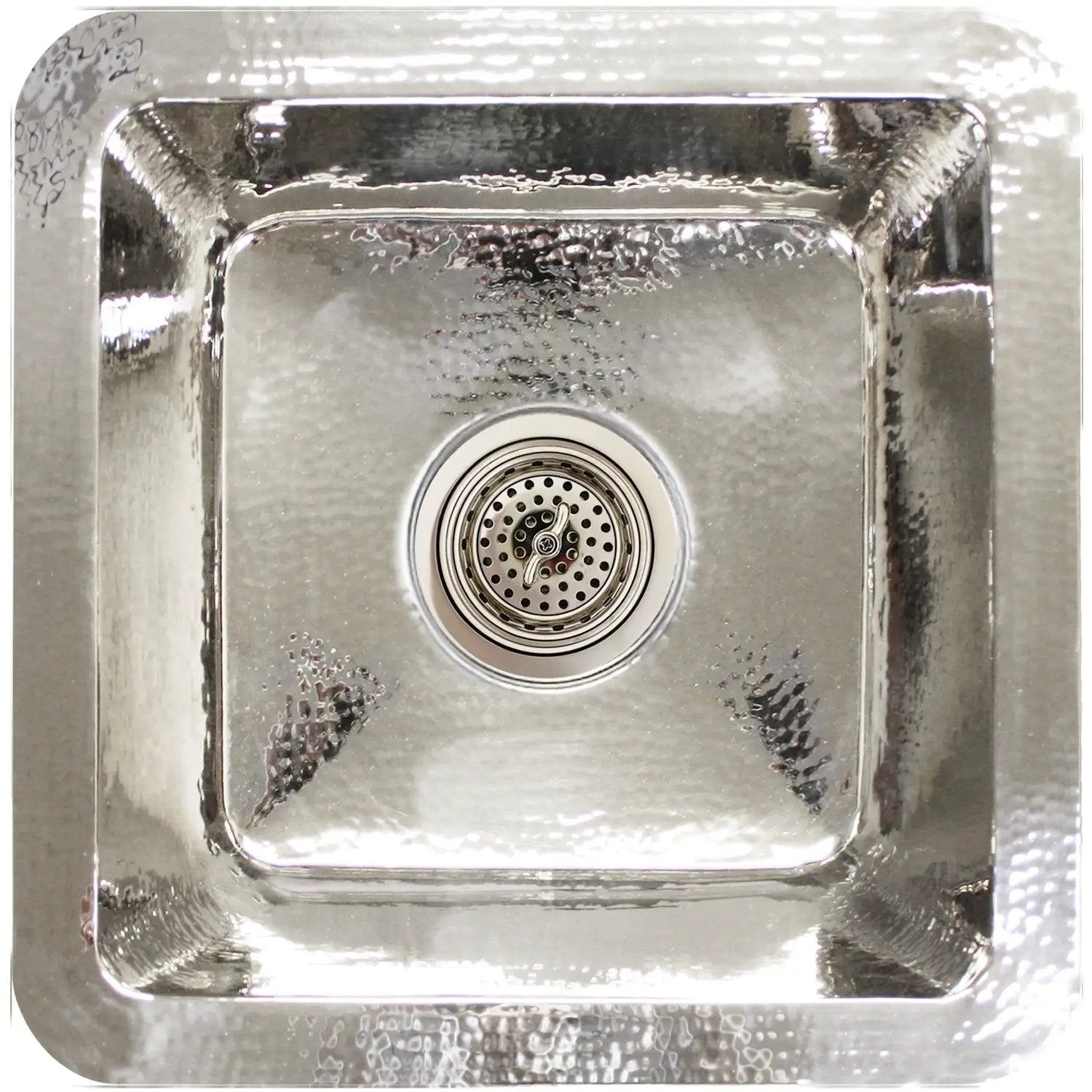 Linkasink Hammered Small Square Drop-In or Undermount Bar Sink 16.25" by Linkasink