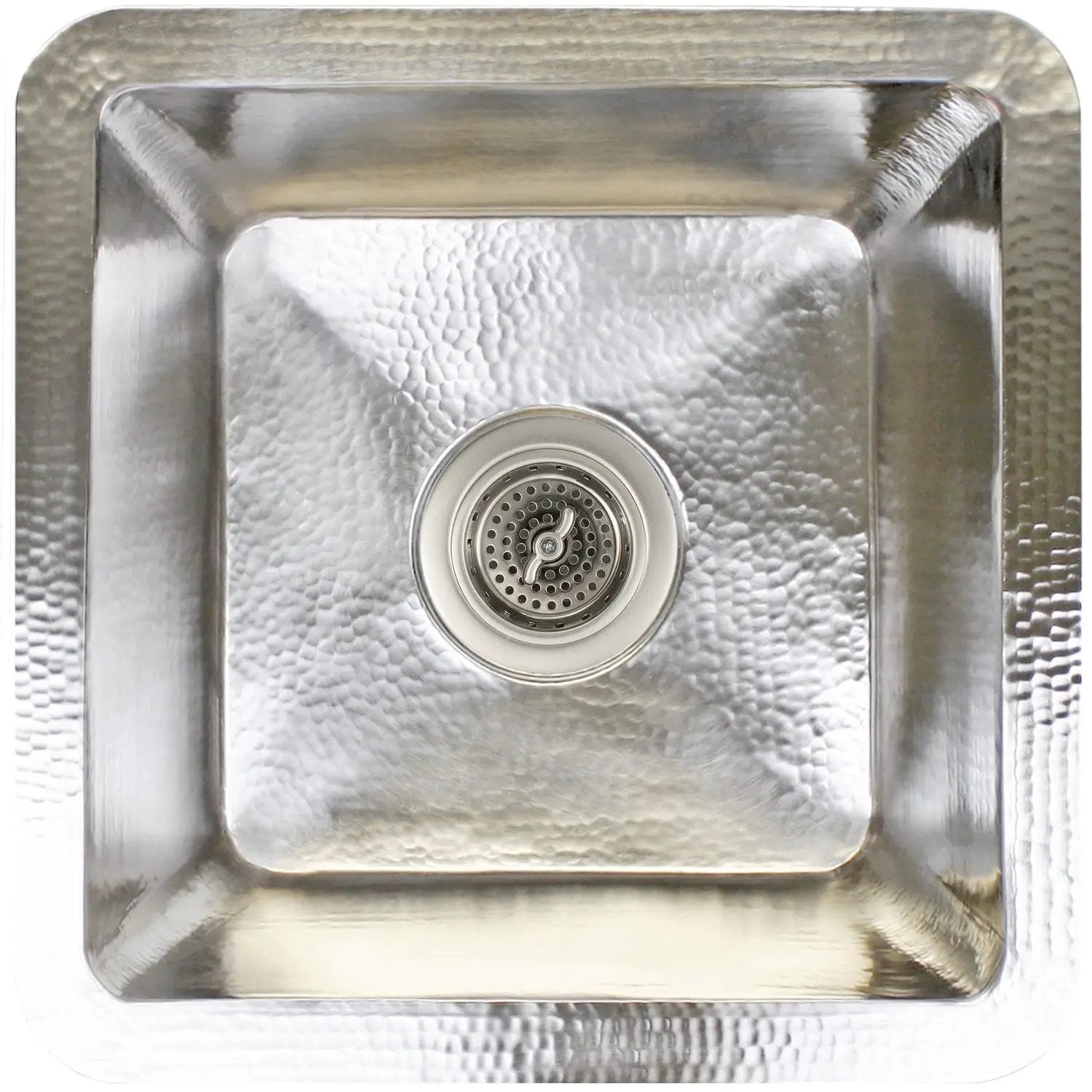 Linkasink Hammered Small Square Drop-In or Undermount Bar Sink 16.25" by Linkasink