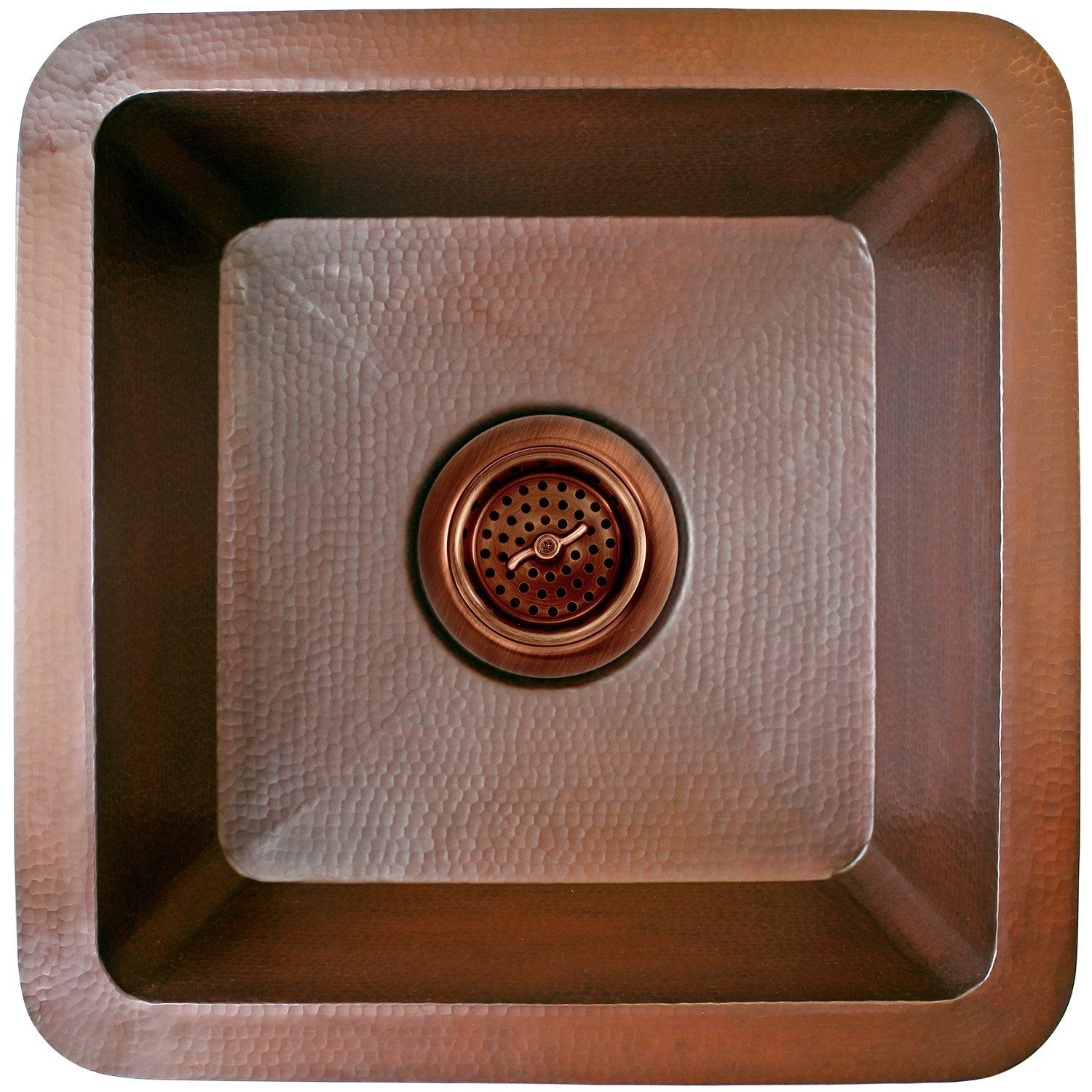 Linkasink Hammered Small Square Drop-In or Undermount Bar Sink 16.25"