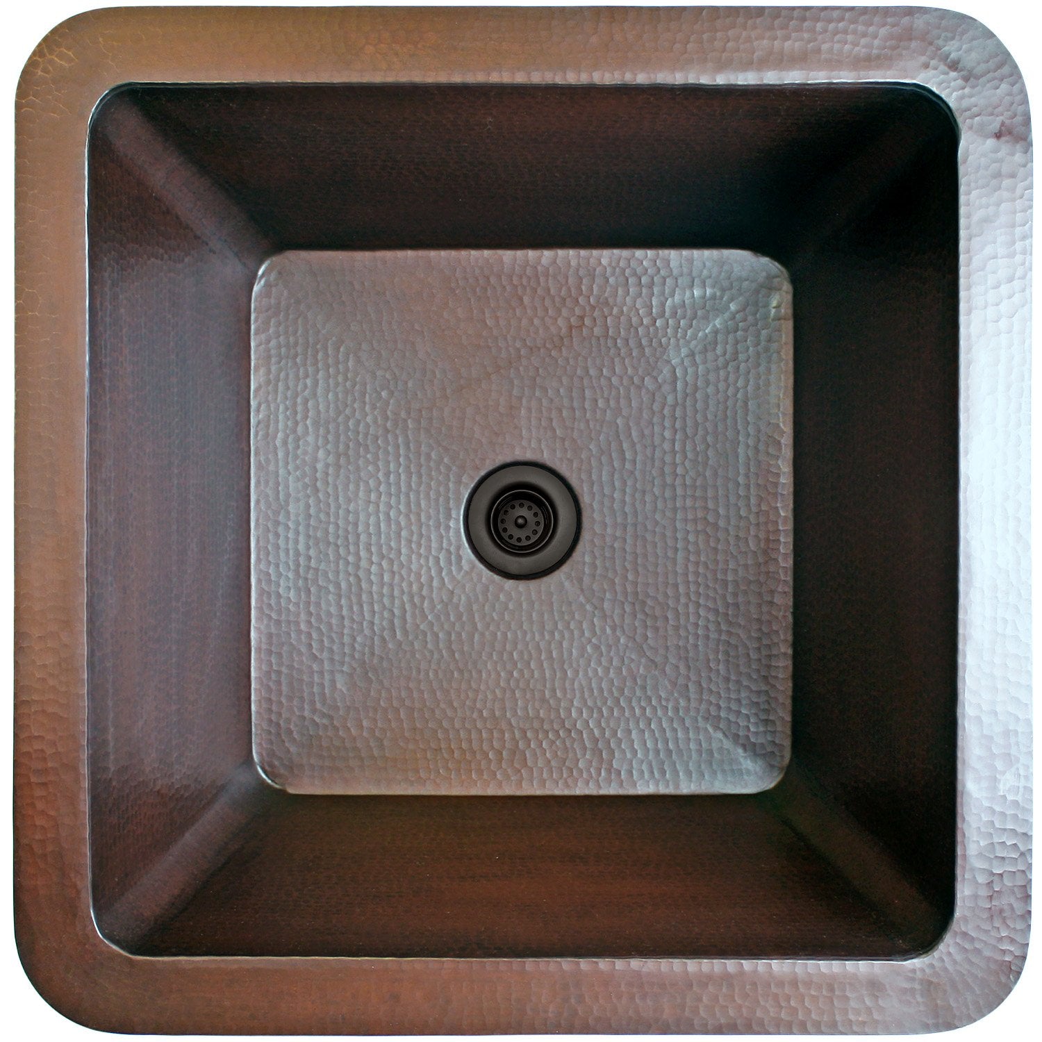 Linkasink Hammered Large Square Drop-In or Undermount Sink 20" by Linkasink
