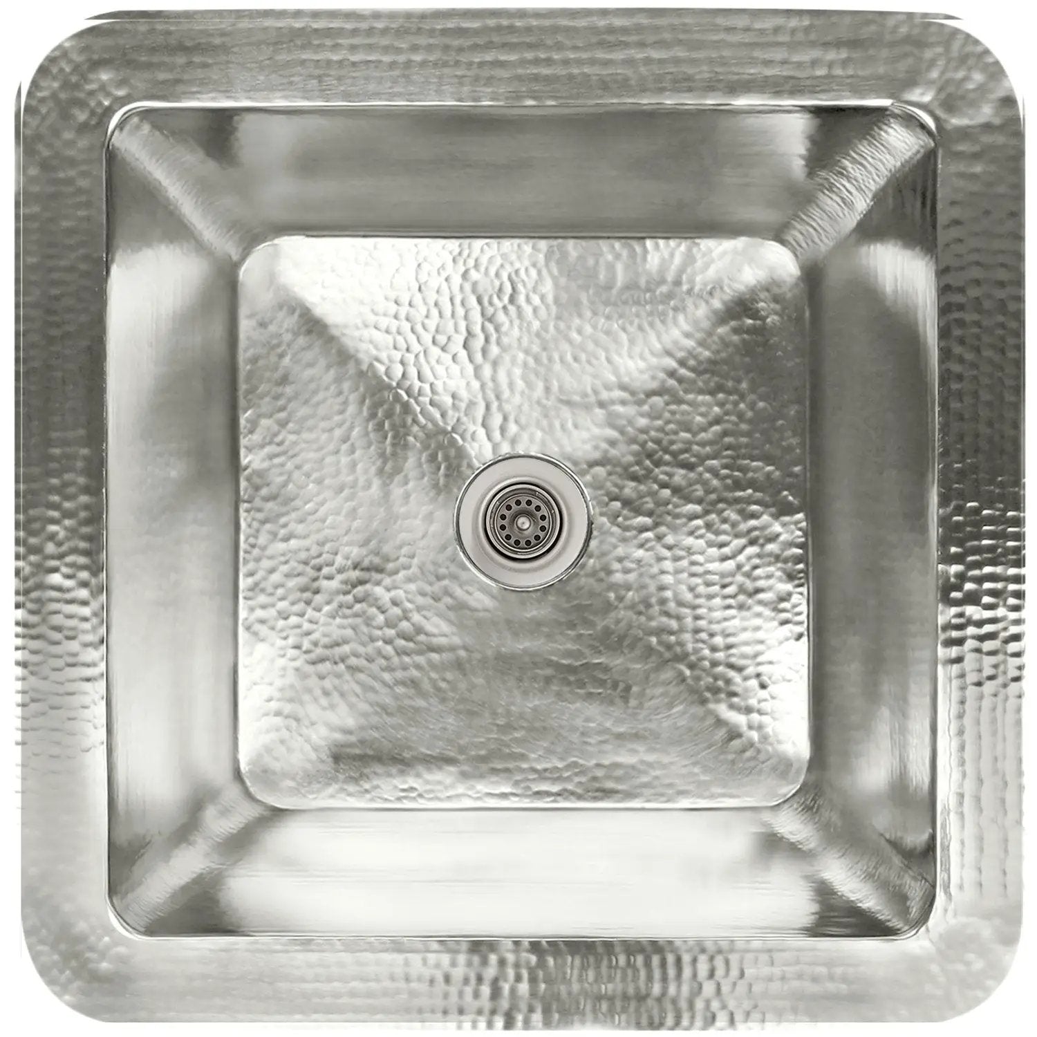 Linkasink Hammered Large Square Drop-In or Undermount Sink 20" by Linkasink