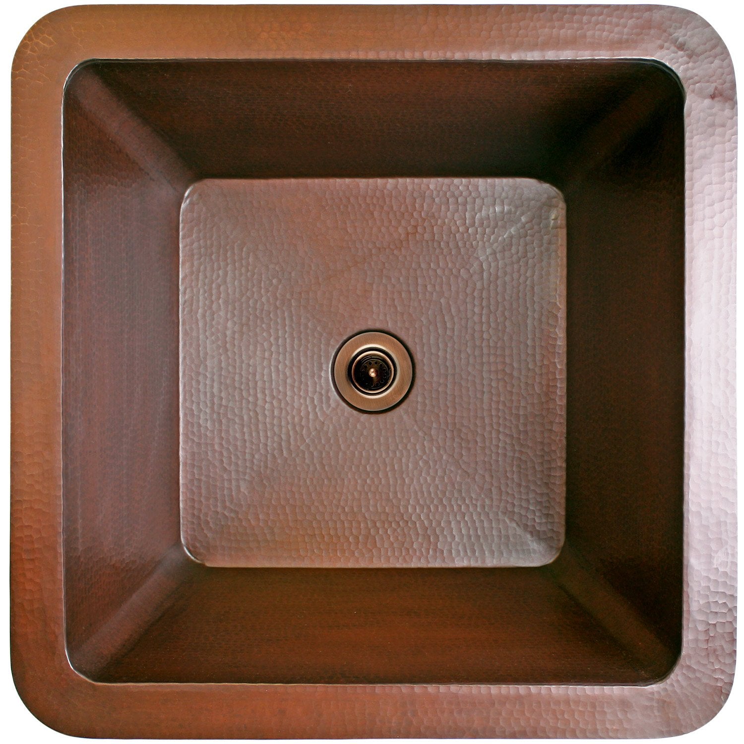 Linkasink Hammered Large Square Drop-In or Undermount Sink 20"