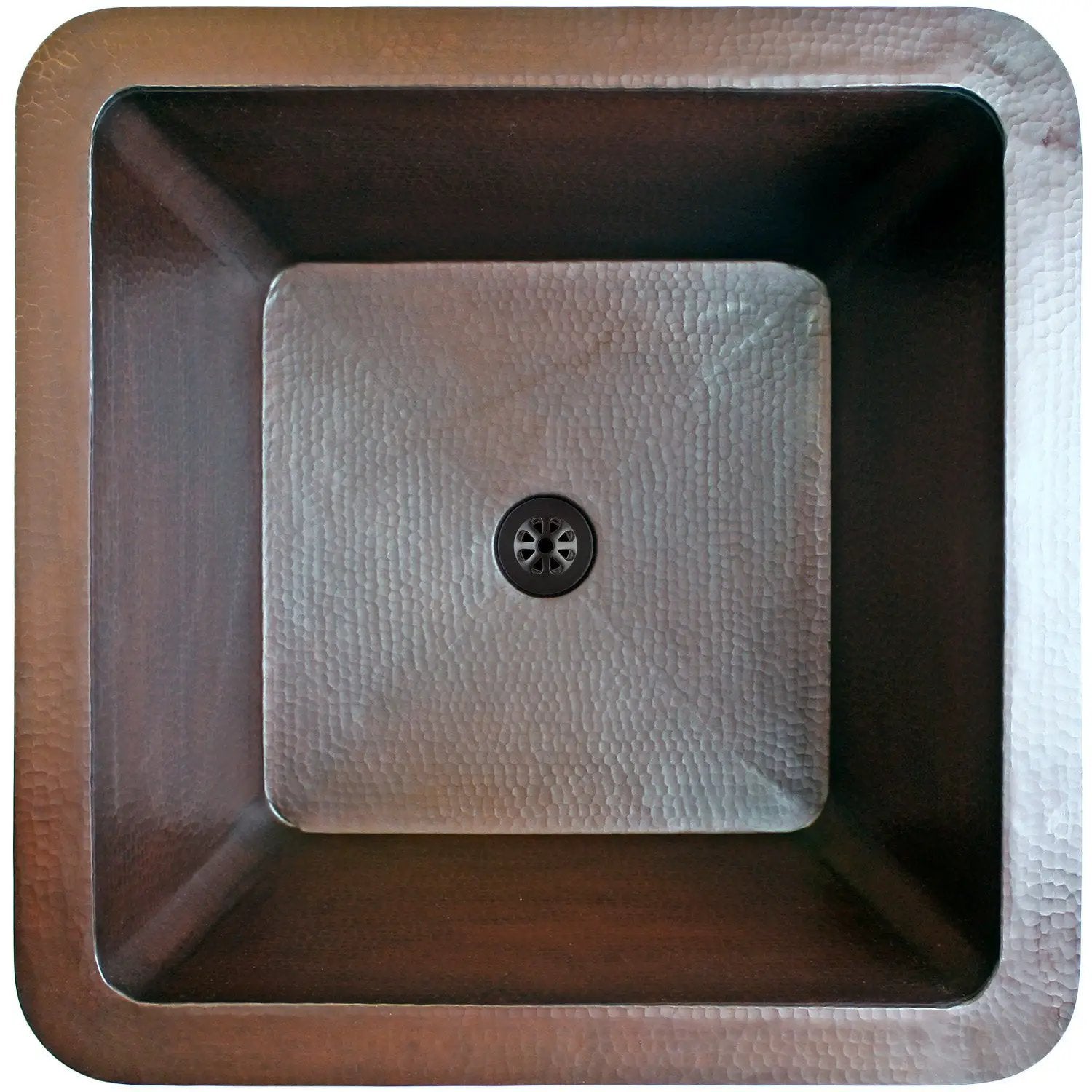 Linkasink Hammered Large Square Drop-In or Undermount Sink 20" by Linkasink