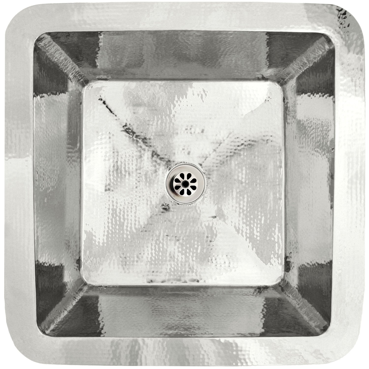 Linkasink Hammered Large Square Drop-In or Undermount Sink 20"