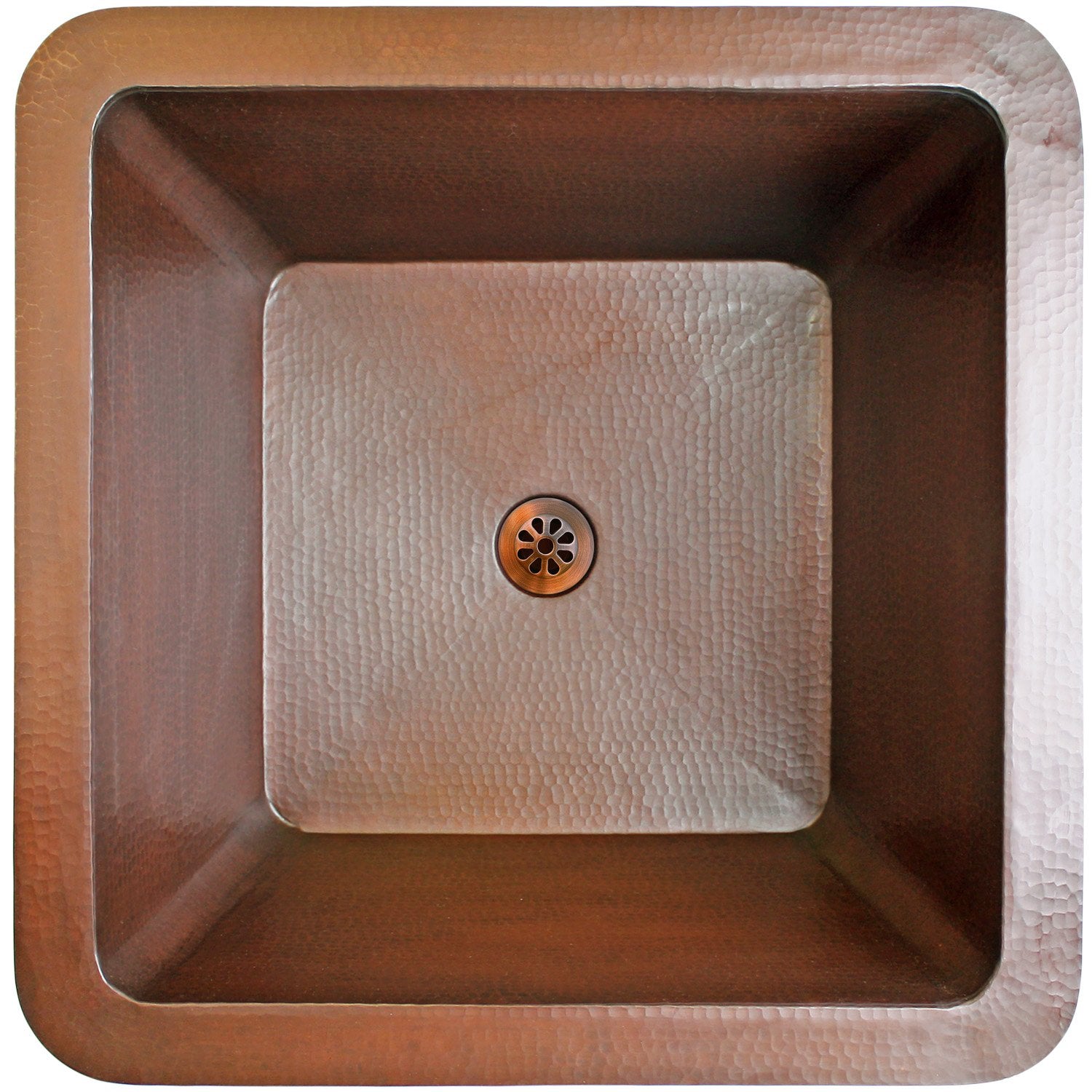 Linkasink Hammered Large Square Drop-In or Undermount Sink 20"