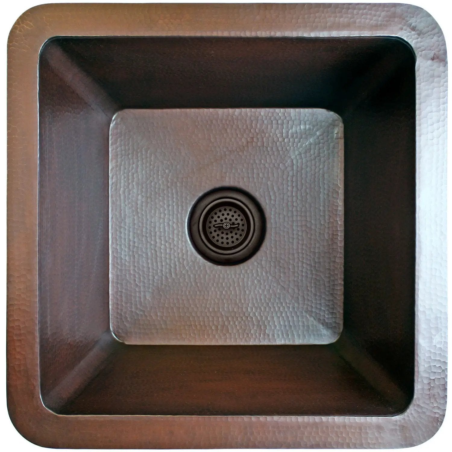 Linkasink Hammered Large Square Drop-In or Undermount Sink 20" by Linkasink