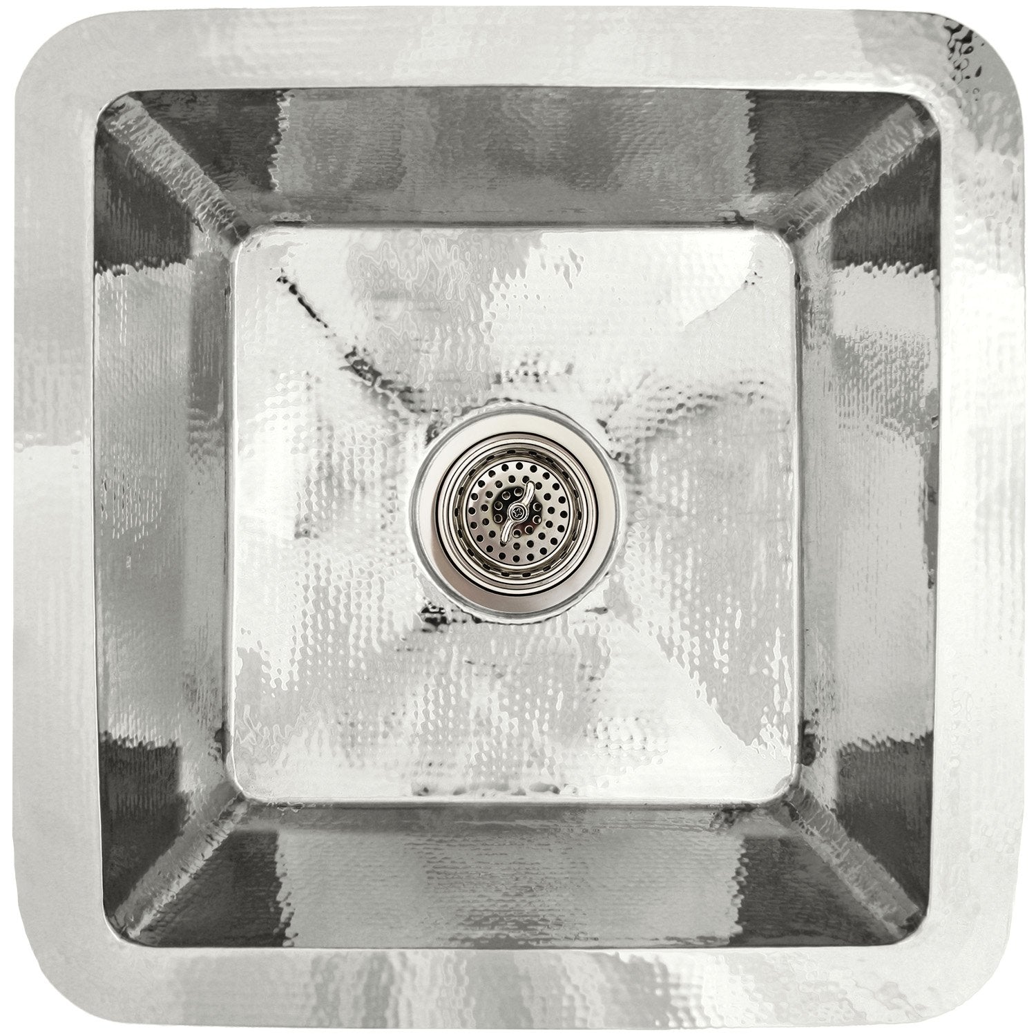 Linkasink Hammered Large Square Drop-In or Undermount Sink 20"