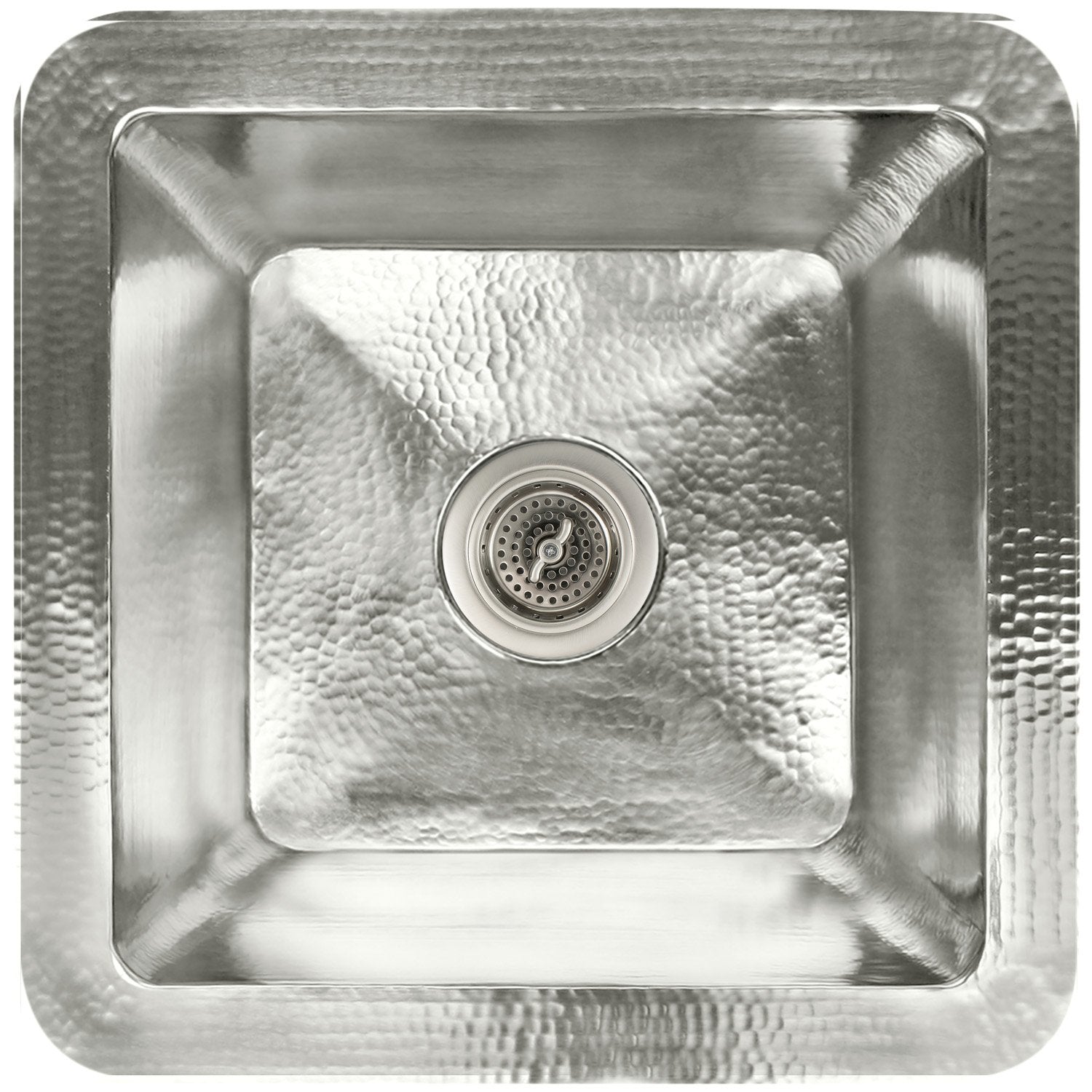 Linkasink Hammered Large Square Drop-In or Undermount Sink 20"
