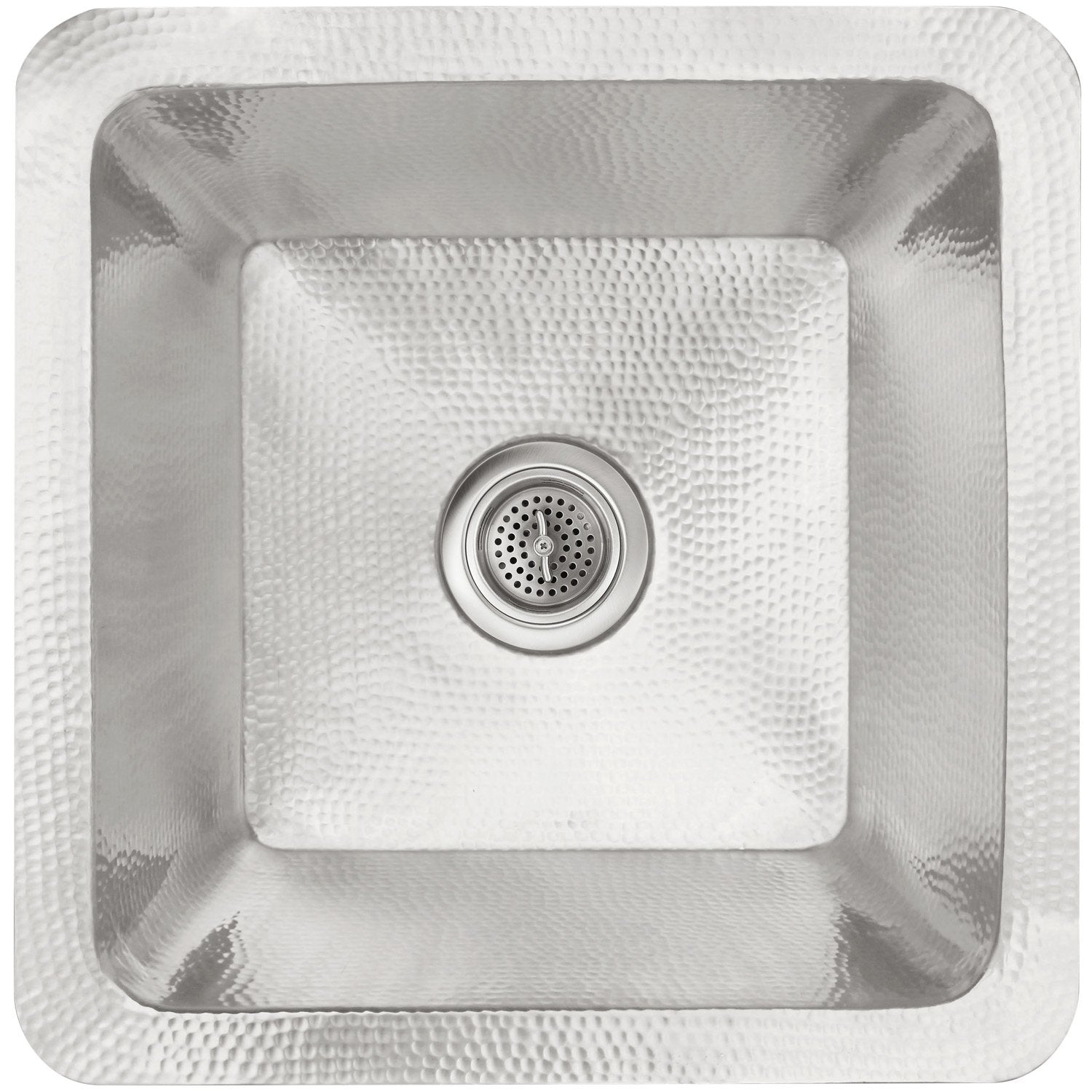 Linkasink Hammered Large Square Drop-In or Undermount Sink 20"