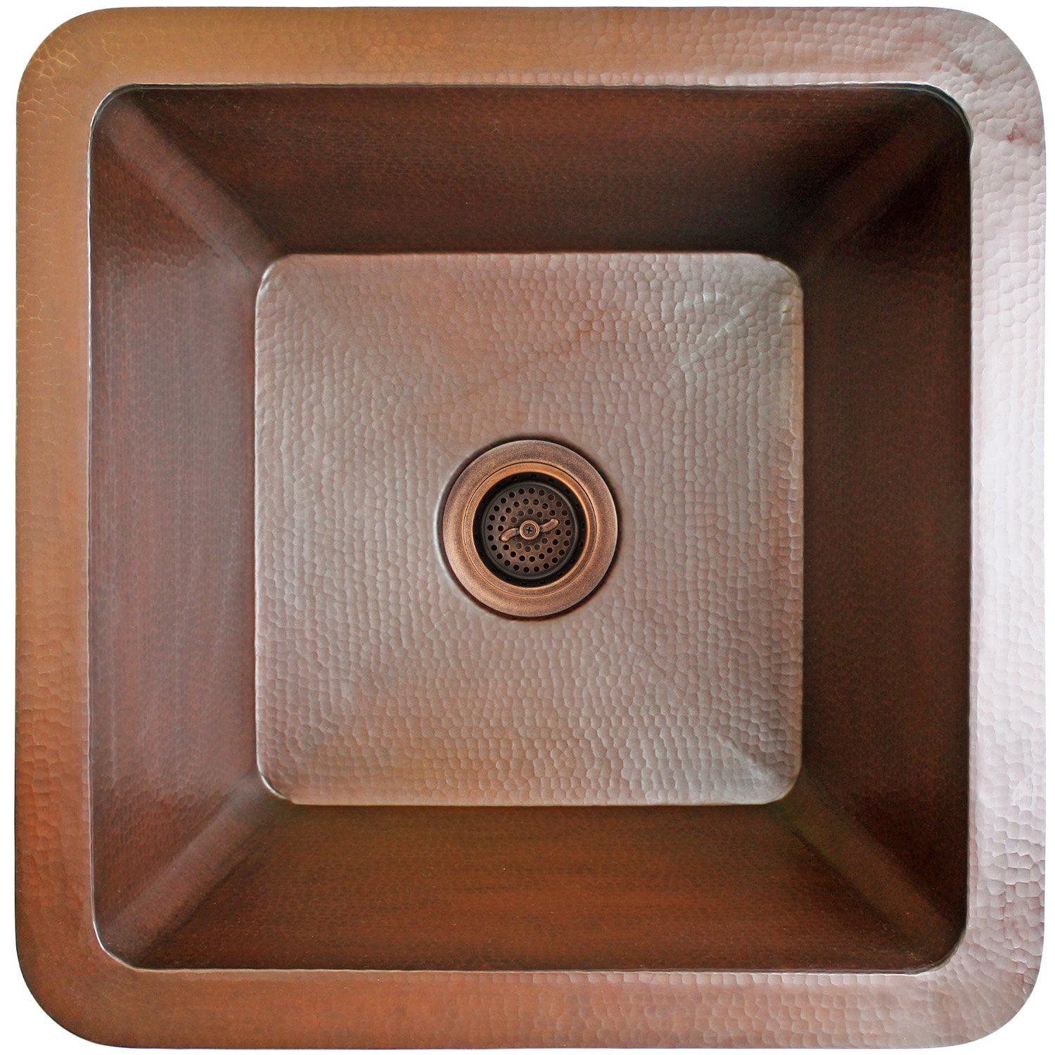Linkasink Hammered Large Square Drop-In or Undermount Sink 20"